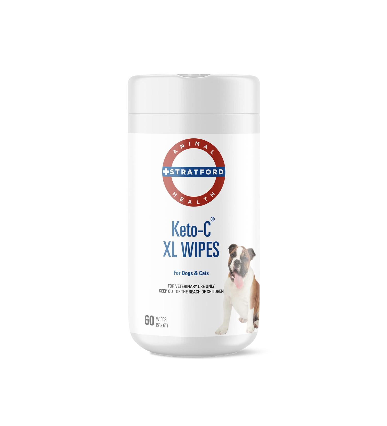 Stratford Keto-C Pet Wipes XL for Dogs & Cats 60ct - Chlorhexidine & Ketoconazole for Itch Relief, Hot Spots & Ringworm - Cucumber Melon Scent - Buy Online on GoSupps.com