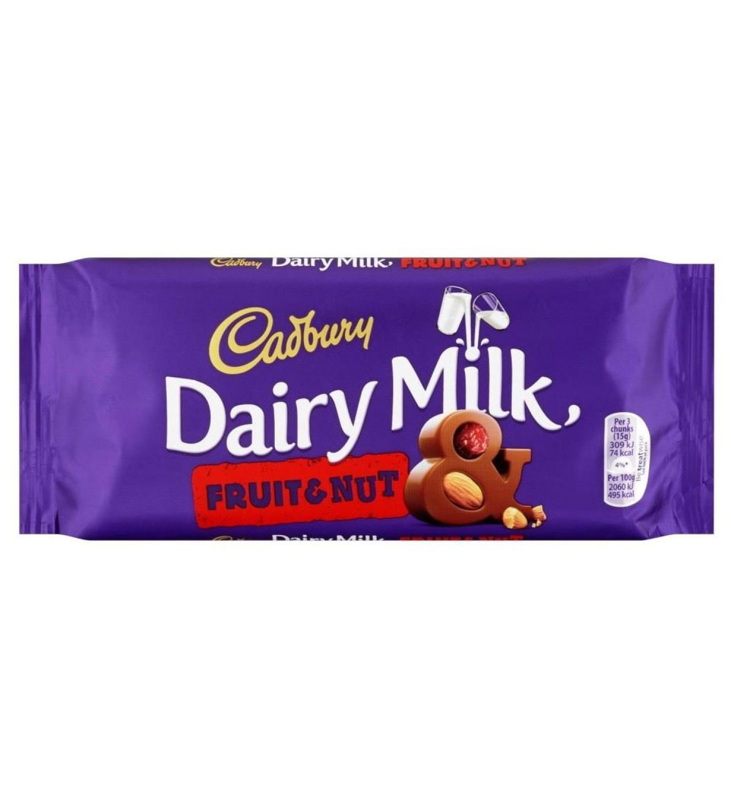 Cadbury Cadbury Milk Chocolate Fruit and Nut Bars 120g