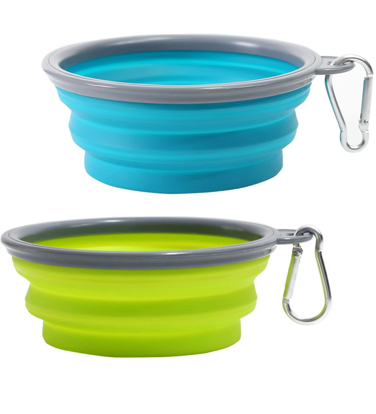 2-Pack Foldable Travel Dog Bowls with Carabiners - Safe Spout Design for Pets - 350ml Water & Food Bowl for Cats & Dogs - Buy Online on GoSupps.com