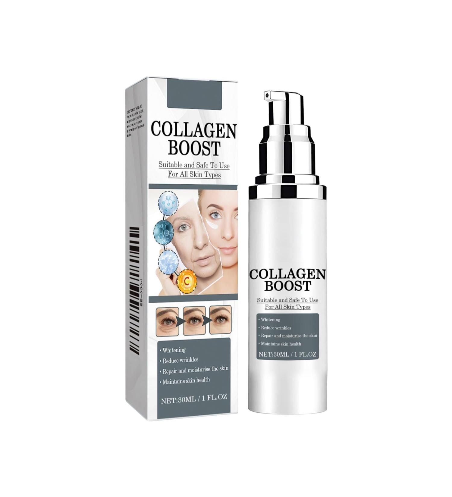 QPJUVC Collagen Booster Serum for the Face AntiWrinkle and Firming Treatment with Hyaluronic Acid Vitamin C and Peptides Moisturizing and Lightening AntiAging Facial Serum 1 - Buy Online on GoSupps.com