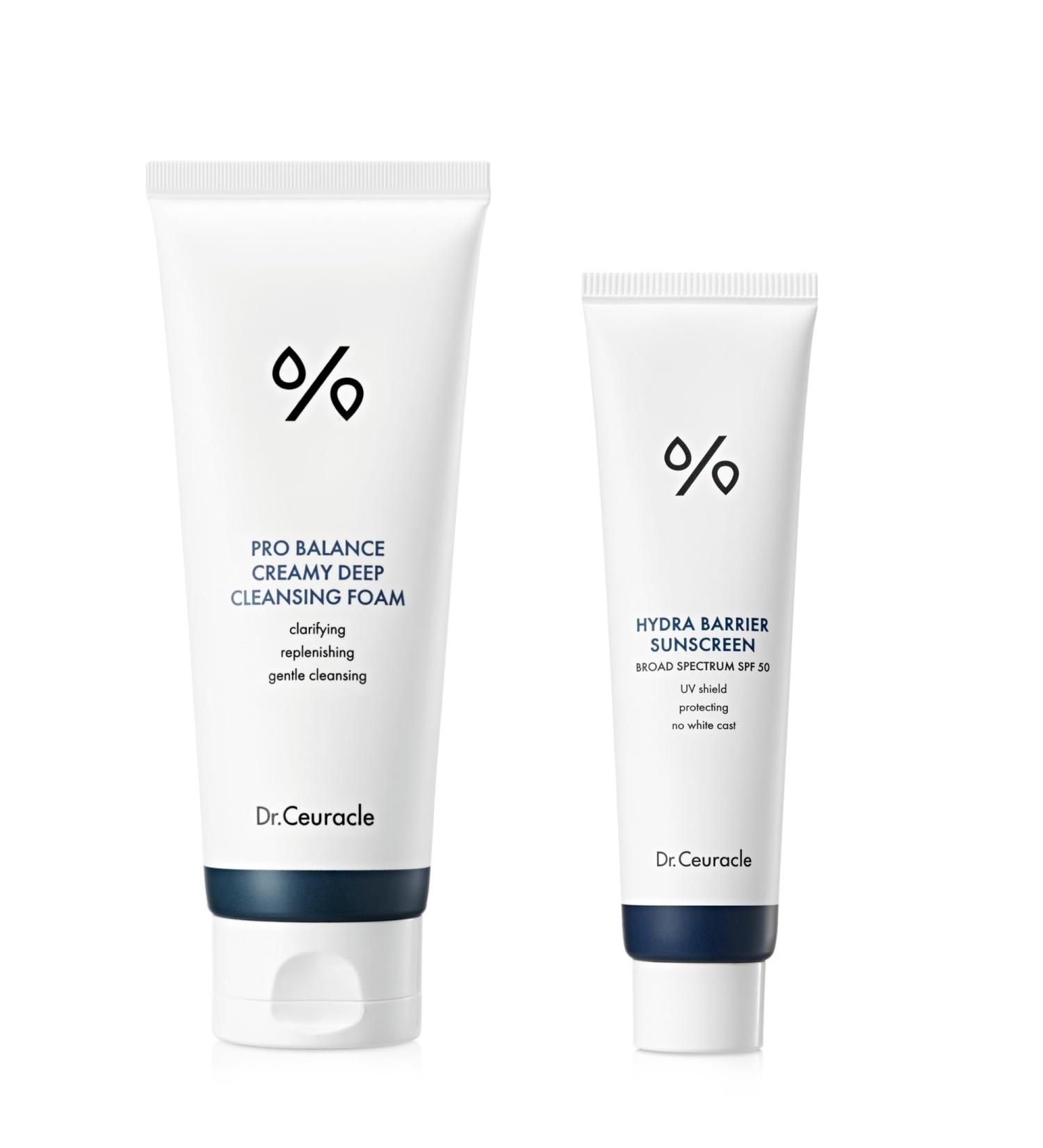 Dr.Ceuracle | Pro Balance Creamy Deep Cleansing Foam + Hydra Barrier Sunscreen