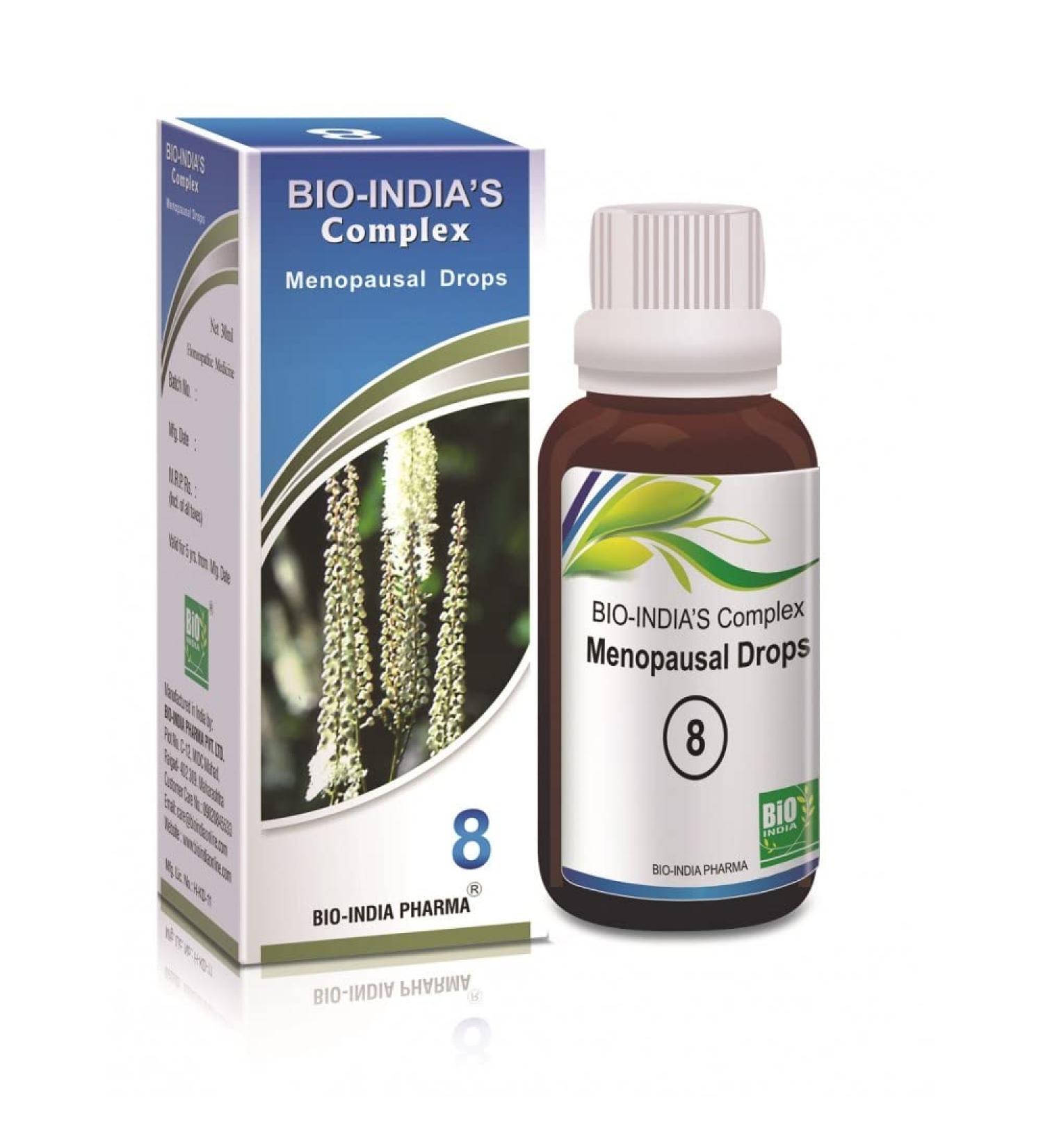 Bio India Menopausal Drops (30ml) for Hot Flushes, Tension & Mood Swings - Ujala Eye Drops Included - Buy Online on GoSupps.com