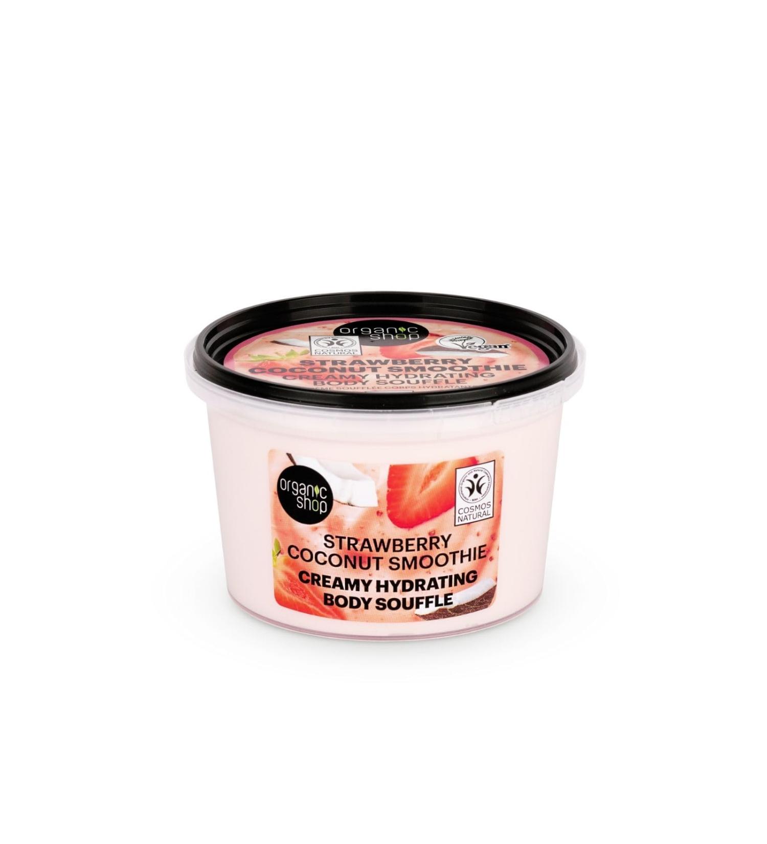 Organic Shop Strawberry Coconut Smoothie Creamy Hydrating Body Souffle 250 ml - Buy Online on GoSupps.com