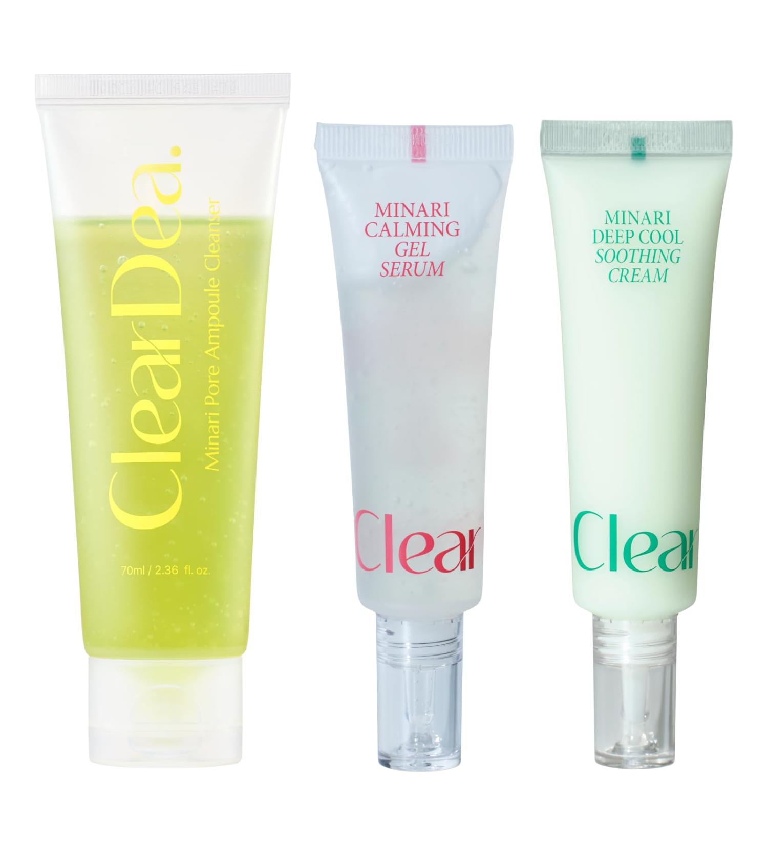 ClearDea Minari Trio - Cleanser&Serum&Cream for face daily korean skin care with hydrating soothing refrshing - Buy Online on GoSupps.com