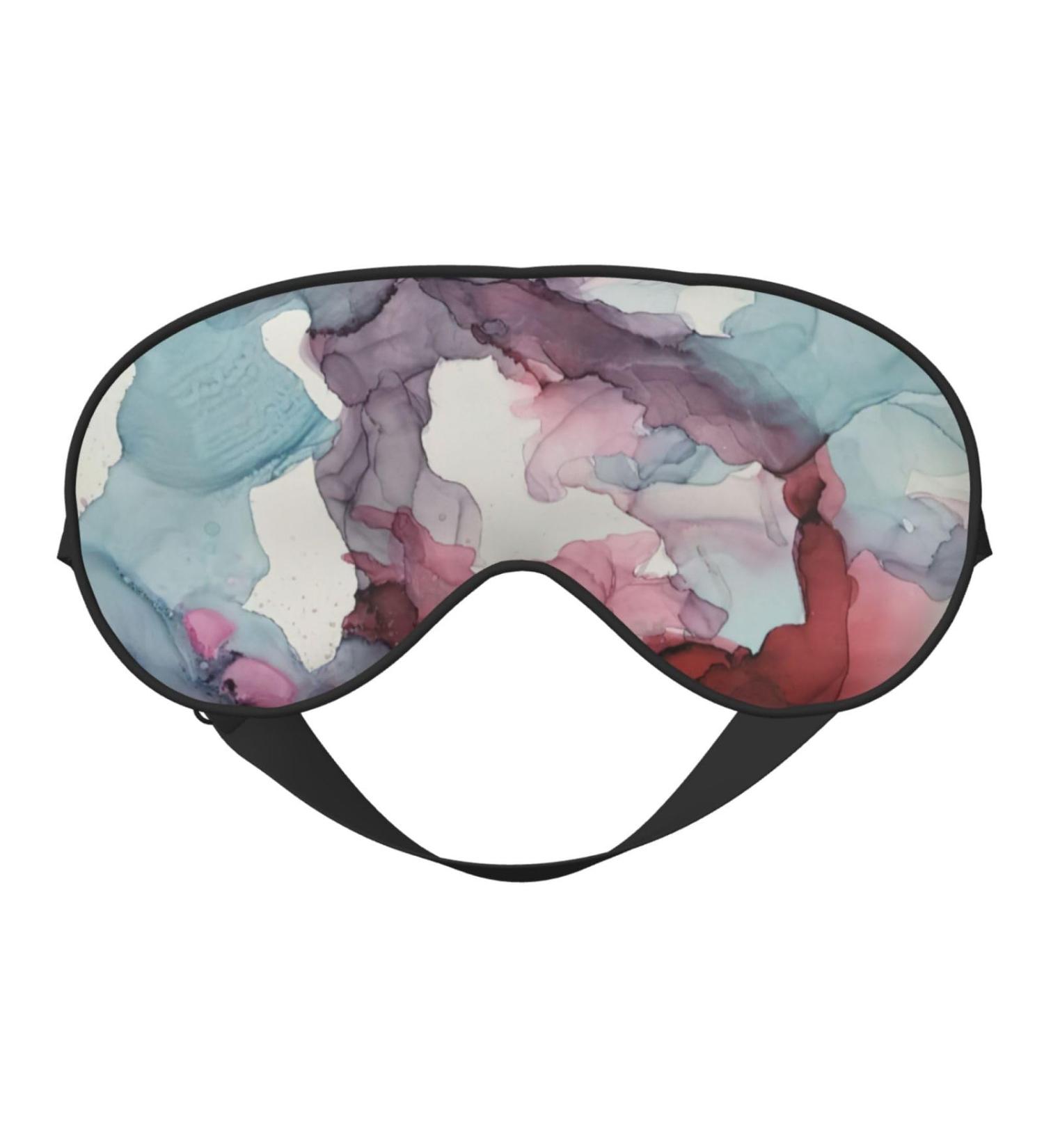 Abstract Marble Print Light Blocking Eye Mask - Soft Adjustable Sleep & Travel Eye Cover in Black - Buy Online on GoSupps.com