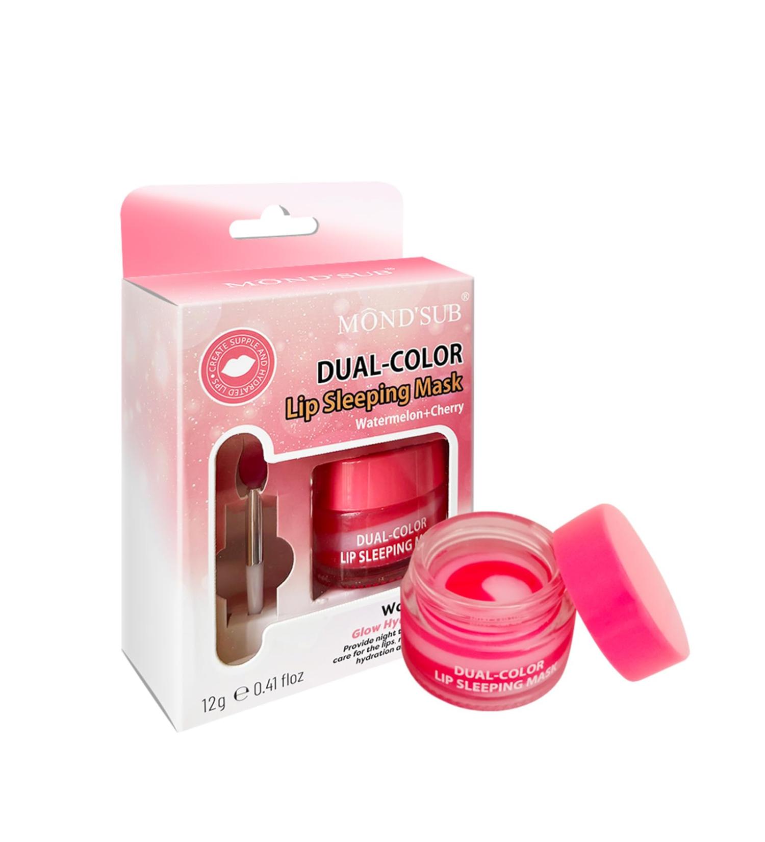 MOND'SUB Lip Sleeping Mask Overnight Dry Damaged Lip Nourishment Moisturizer for Plump Smooth Lips Hydrating Lip Balm Care with Fruit Extracts Dual-Color Watermelon & Cherry Watermelon + Cherry - Buy Online on GoSupps.com