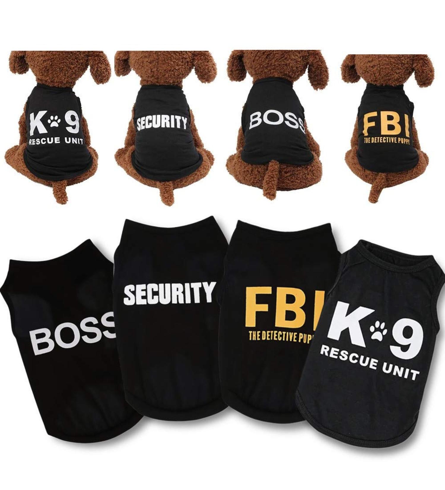 YIKEYO X-Small Dog Shirts 4PC Pack - Black Security Boss K9 Unit FBI - Puppy Clothes for Boys - Chihuahua Summer Outfits - Buy Online on GoSupps.com