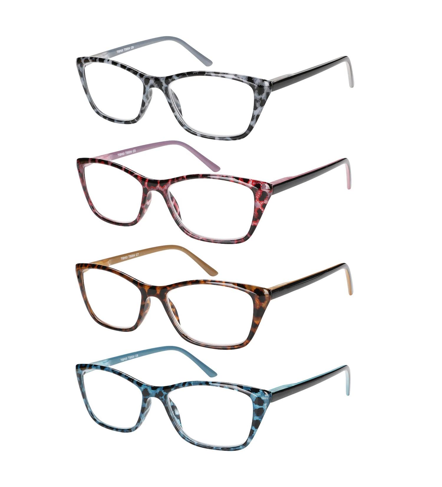 Stylish Cat Eye Reading Glasses 4-Pack for Women - Lightweight Frame with Spring Hinge, 2.5 Magnification - Includes 4 Cases - Tortoise Print - Buy Online on GoSupps.com