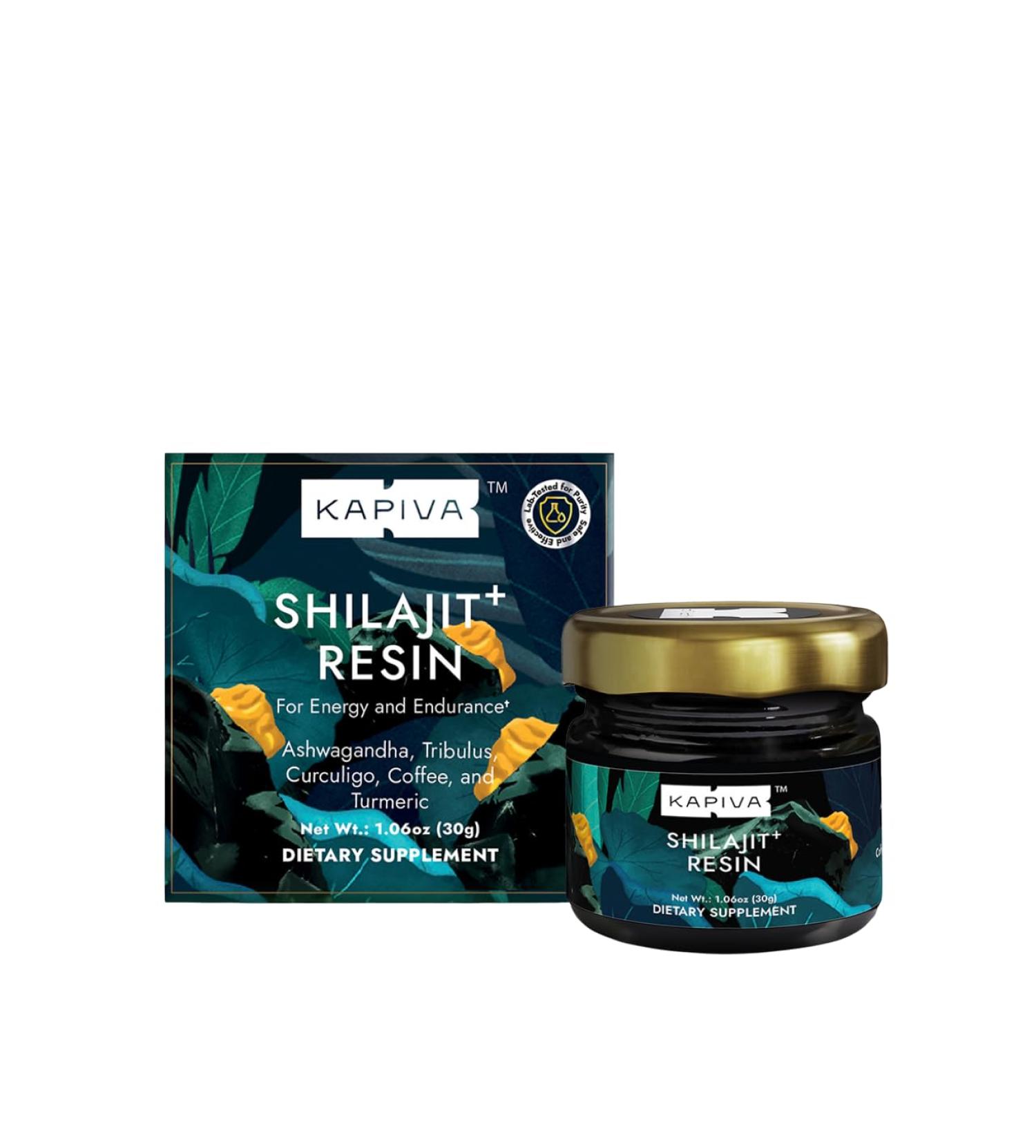 Kapiva Organic Himalayan Shilajit Resin Plus-500mg | Ultra Pure, Golden Grade, 80+ Trace Mineral, Fulvic Acid, Lab Tested | Ashwagandha & Turmeric for Extra Energy | Focus & Immunity | For Men & Women Plus Resin 30g - Buy Online on GoSupps.com