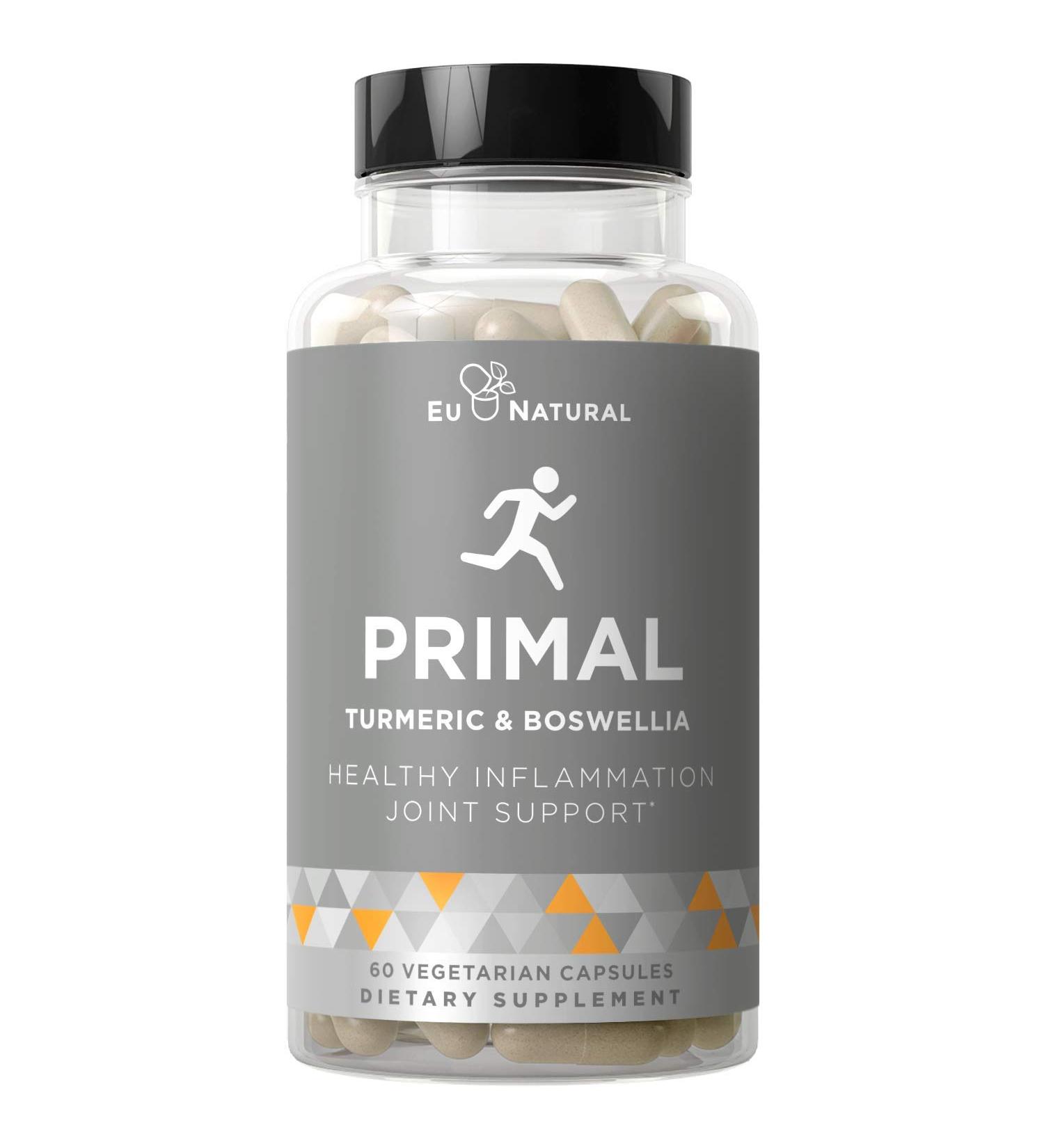 Primal Joint Support Capsules with Turmeric Curcumin & Boswellia for Men & Women - 60 Vegetarian Soft Capsules - Buy Online on GoSupps.com
