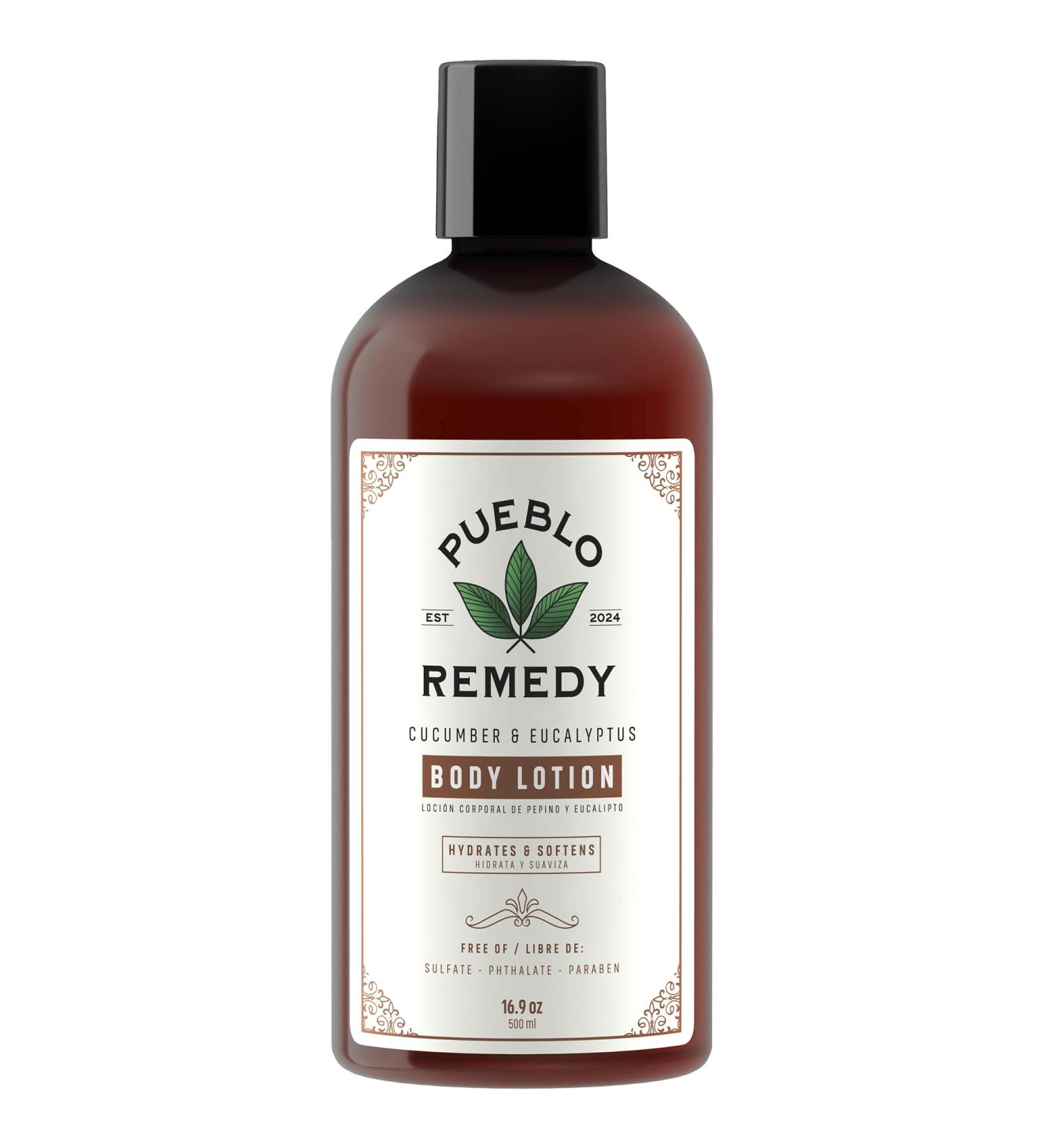 Pueblo Remedy Body Lotion Cucumber & Eucalyptus Hydrating & Softening Moisturizer with Shea & Cocoa Butter Vegan & Cruelty-Free 16.9 Oz - Buy Online on GoSupps.com