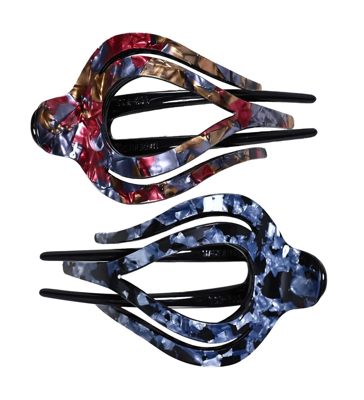 Yusier 2PCS Heart Duckbill Clip - Fashion French Curved Ponytail Hair Clips for Women - No Slip Strong Large Barrettes for Thick Hair (Rock Texture) - Buy Online on GoSupps.com