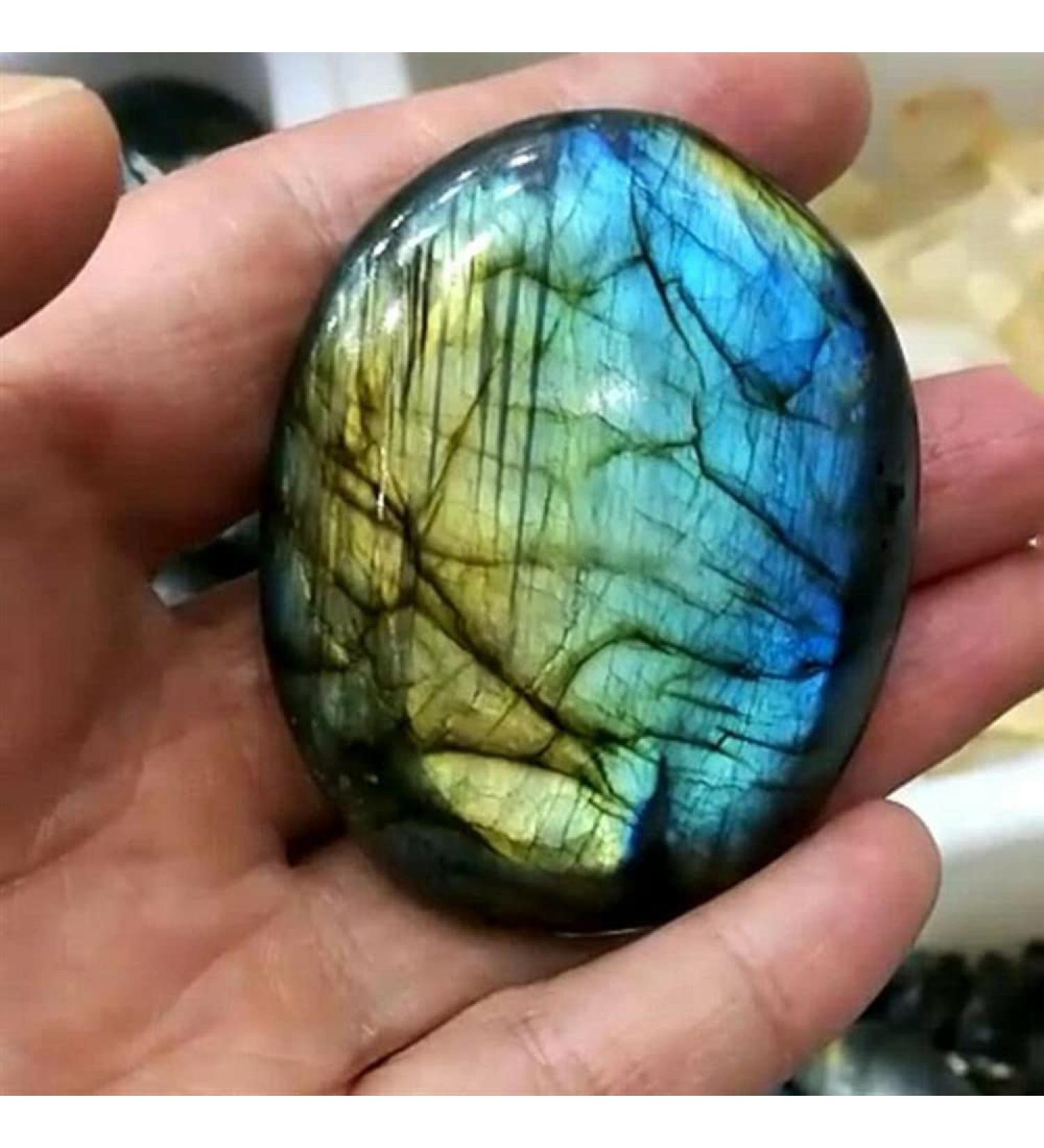 Healing Aura Crystal - Natural Blue Genuine Labrador Moonstone (90-95g) | Authentic Crystals for Wellness & Spirituality - Buy Online on GoSupps.com