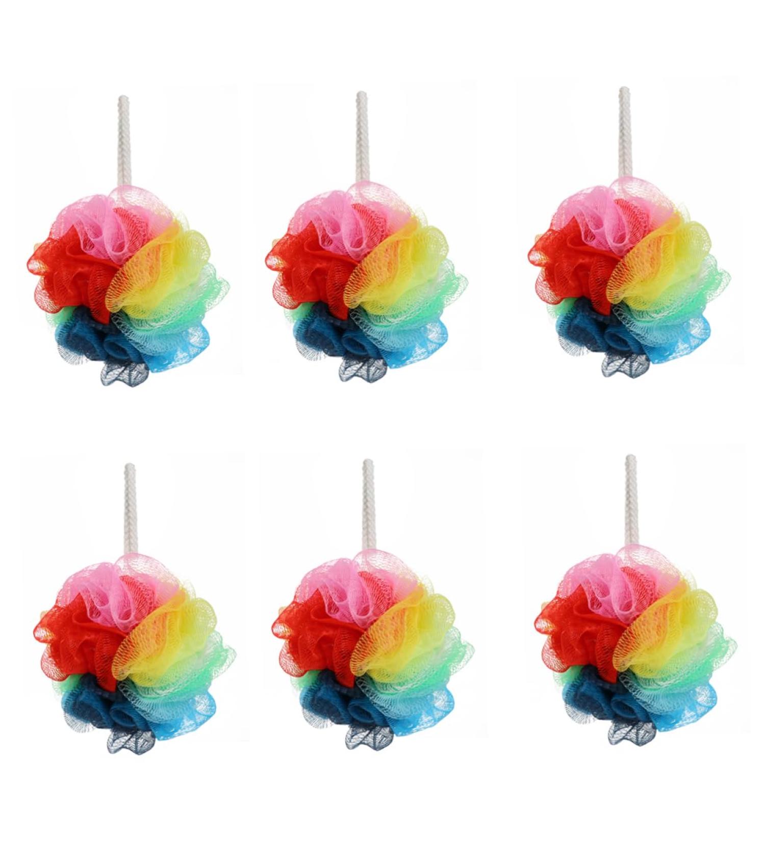 6pcs Gradient Bath Sponge Set - Shower Loofahs Body Puffs & Scrunchies for Men & Women | Soft Durable & Eco-Friendly - Buy Online on GoSupps.com