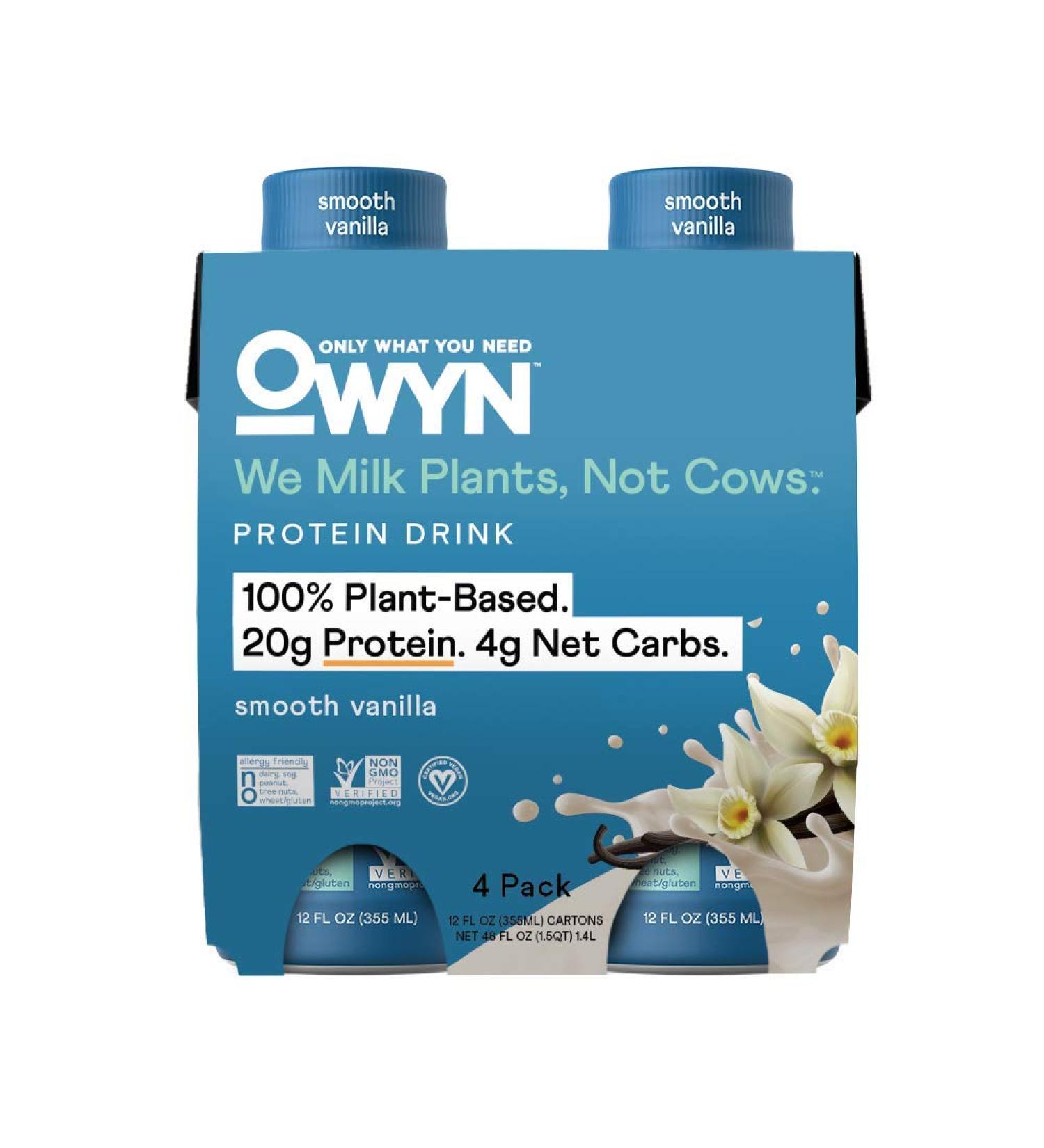 OWYN - 100% Vegan Plant-Based Protein Shakes | Vanilla  12 Fl Oz (Pack of 4) | Dairy-Free  Gluten-Free  Soy-Free  Tree Nut-Free  Egg-Free  Allergy-Free  Vegetarian - Buy Online on GoSupps.com