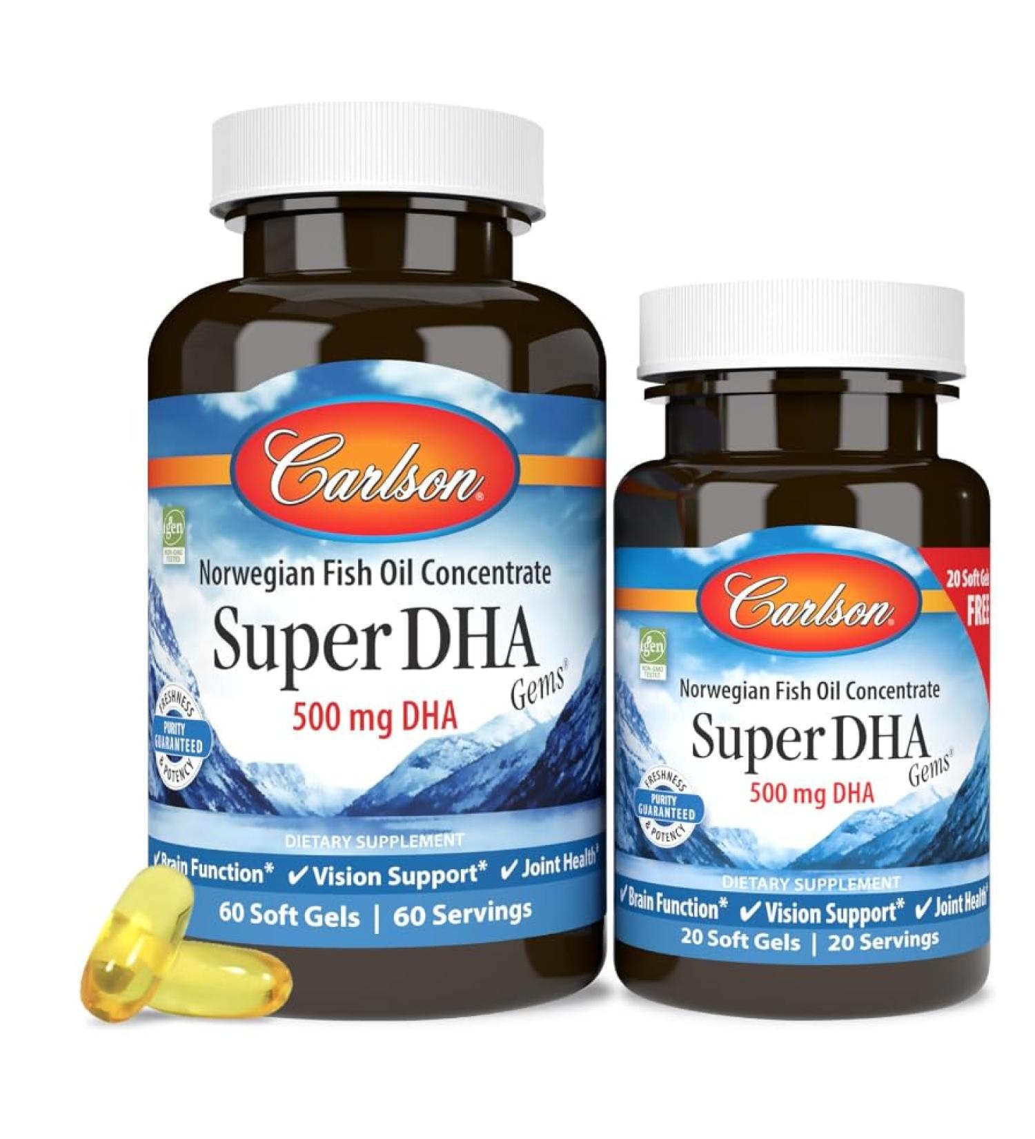Bloomingdale IL 60108 Norwegian fish oil concentrate super DHA gemstones 500 mg DHA 60 + 20 softgels - Buy Online on GoSupps.com
