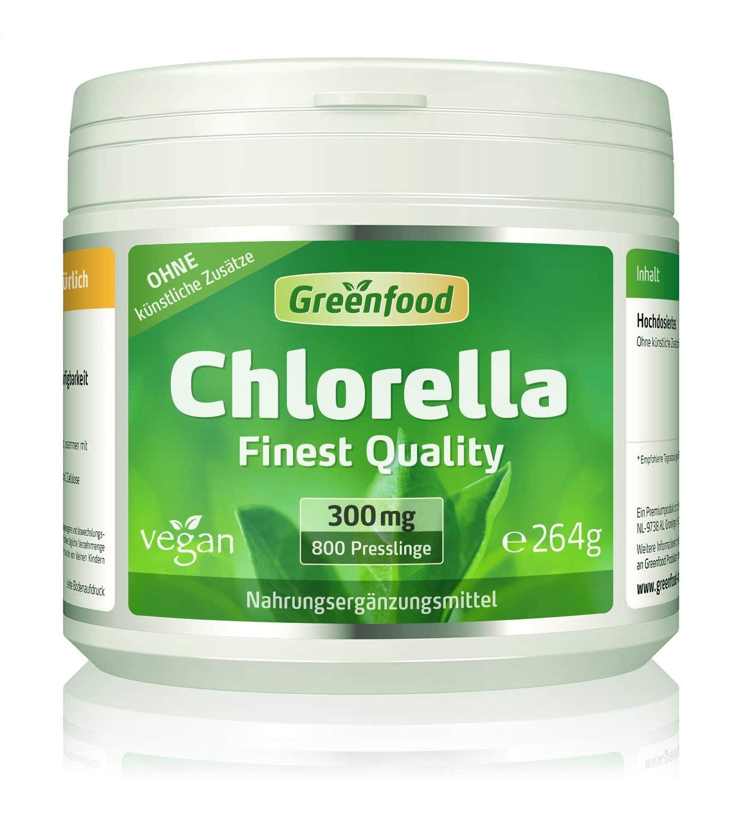 Buy Greenfood Chlorella 300 mg - Vegan Rich in Chlorophyll Vitamins & Minerals - 800 Presses No Artificial Additives - Buy Online on GoSupps.com