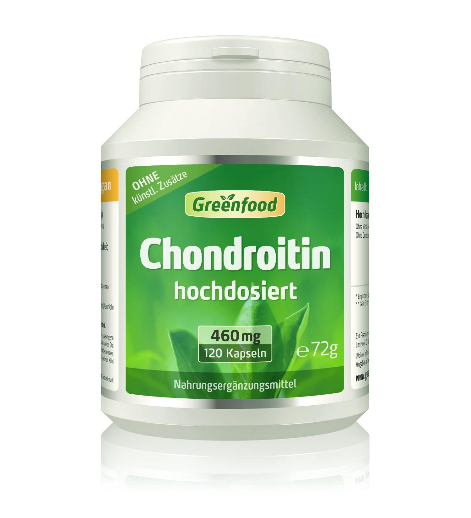 Greenfood Chondroitin 460 mg - High Bioavailability 120 Capsules No Artificial Additives Non-GMO - Buy Now for Fast International Shipping! - Buy Online on GoSupps.com