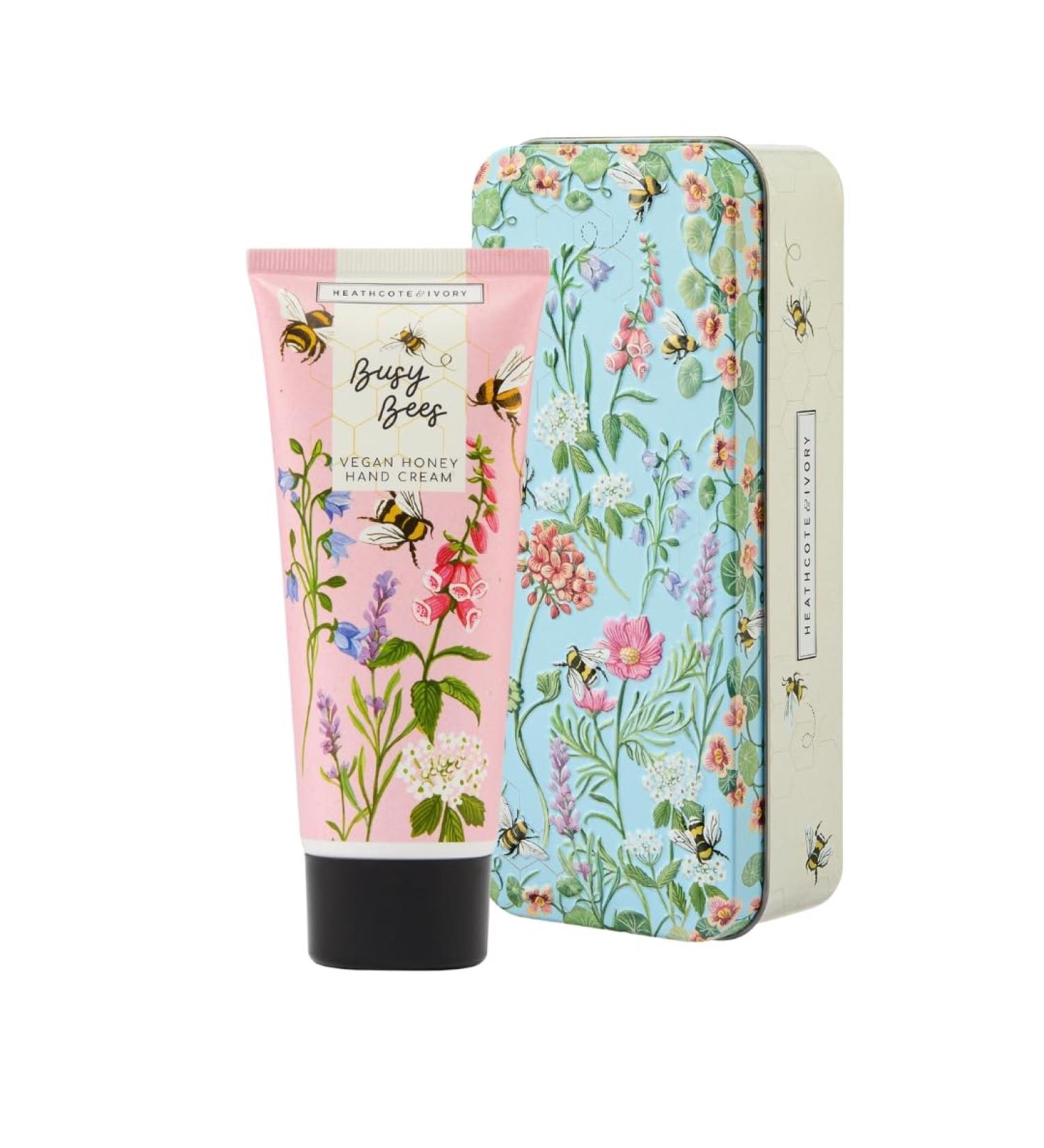 Heathcote & Ivory Busy Bees Vegan Honey Hand Cream Tin - 3.4oz | Nourishing Natural Moisturizer for Soft Skin | International Shipping Available - Buy Online on GoSupps.com