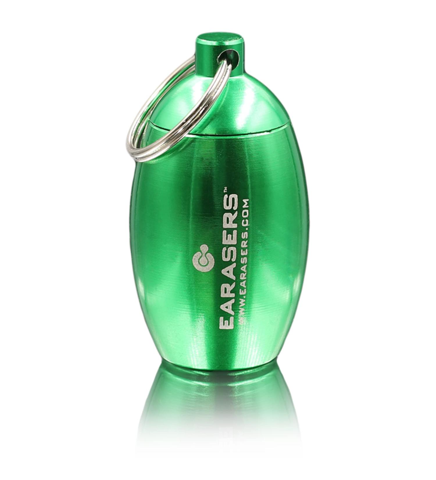 Buy EARasers Aluminum Waterproof Earplugs Keychain Case - Travel-Friendly Green Pill Holder - Buy Online on GoSupps.com