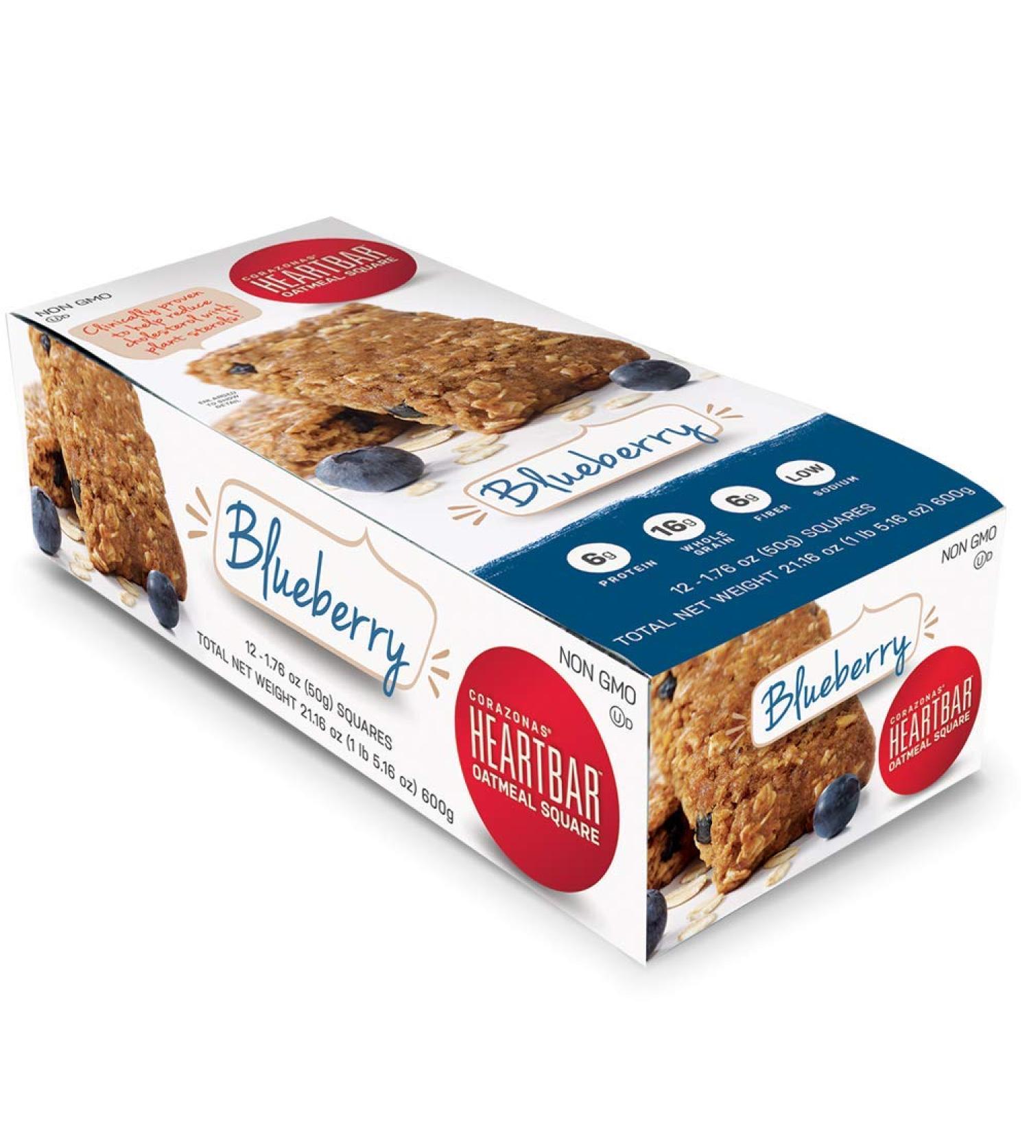 Corazonas Heartbar Blueberry Oatmeal Square 1.76 oz (Pack of 12) - Healthy Snack Option - Buy Online on GoSupps.com