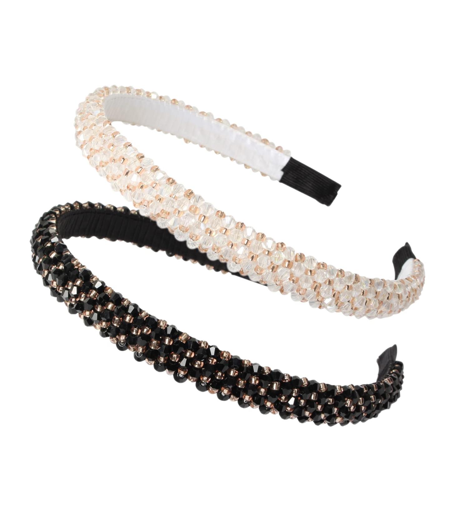 Cuizhiyu 2PK Crystal Beaded Headbands for Women and Girls - Non-Slip Shiny Hair Accessories - Buy Online on GoSupps.com