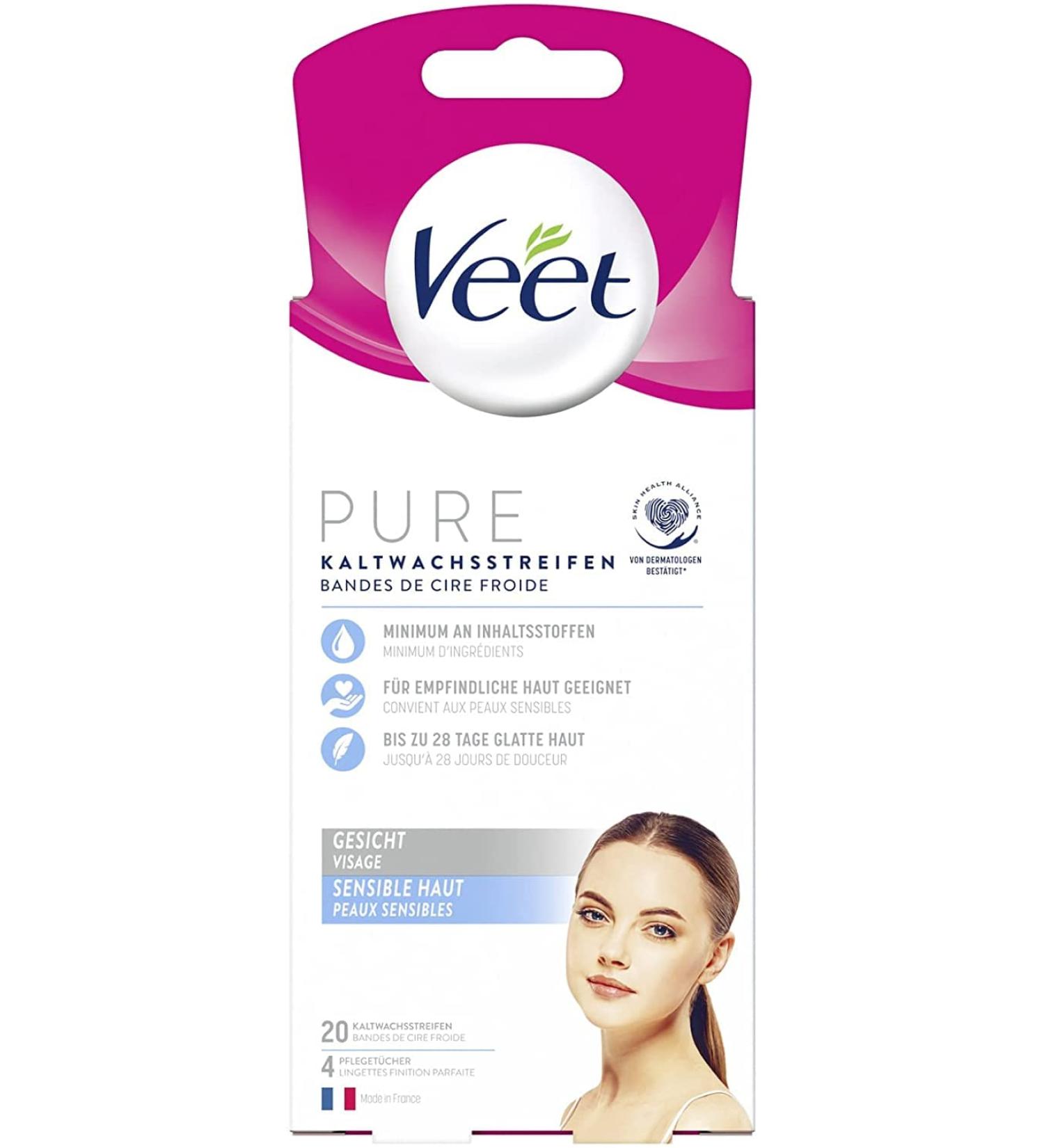 Veet Cold Wax Strips for Face - 20-Piece Set | Gentle Hair Removal | International Shipping Available - Buy Online on GoSupps.com