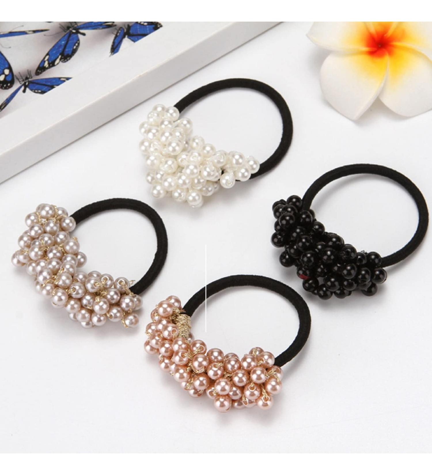 RUITASA 4 Pack Pearl Hair Ties - Hair Bands with Beads for Women and Girls - Buy Online on GoSupps.com