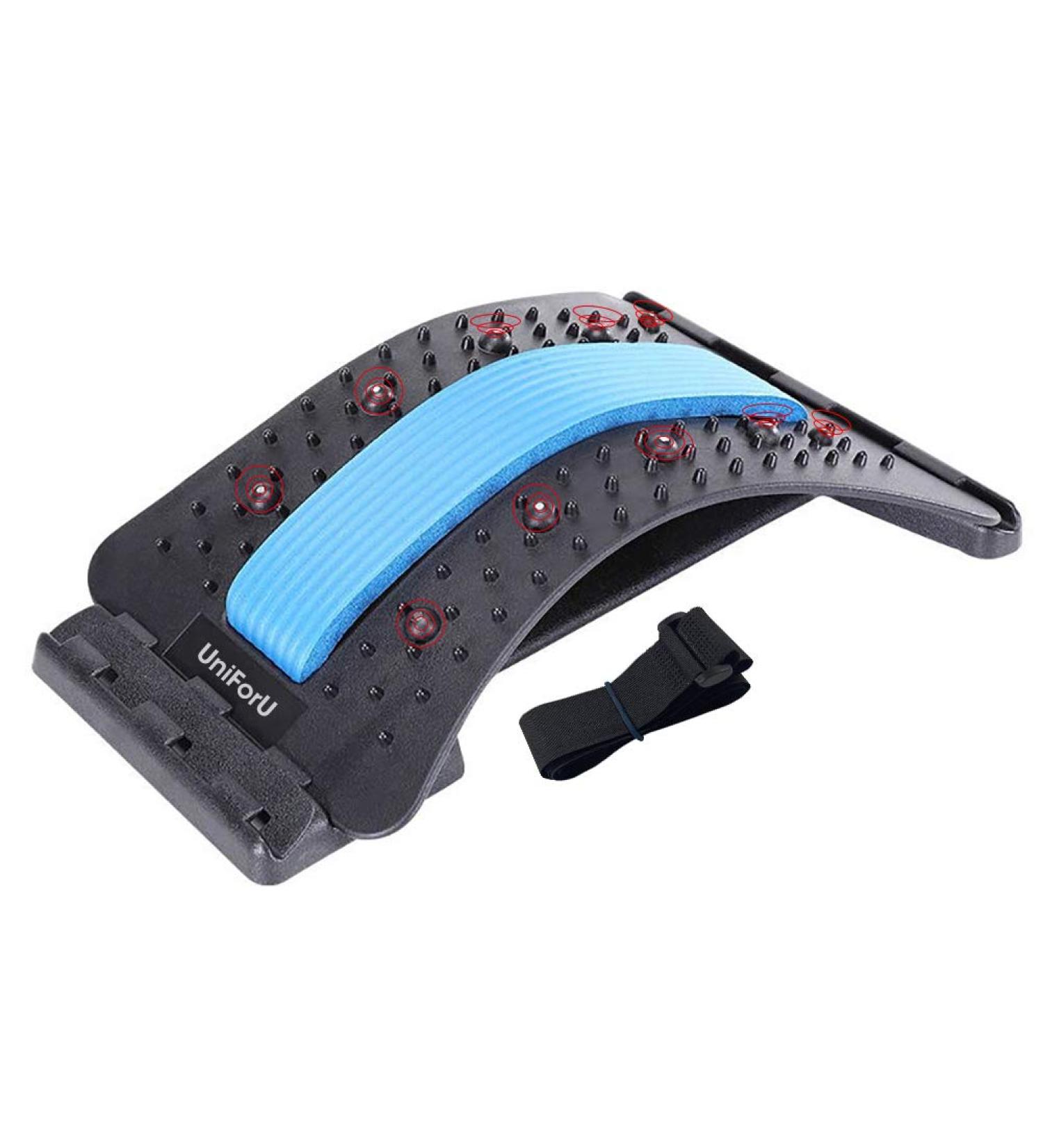 UniForU Back Stretcher Lumbar Stretcher Multi-Level Lumbar Stretching Device with Accupressure Points (Blue) - Buy Online on GoSupps.com