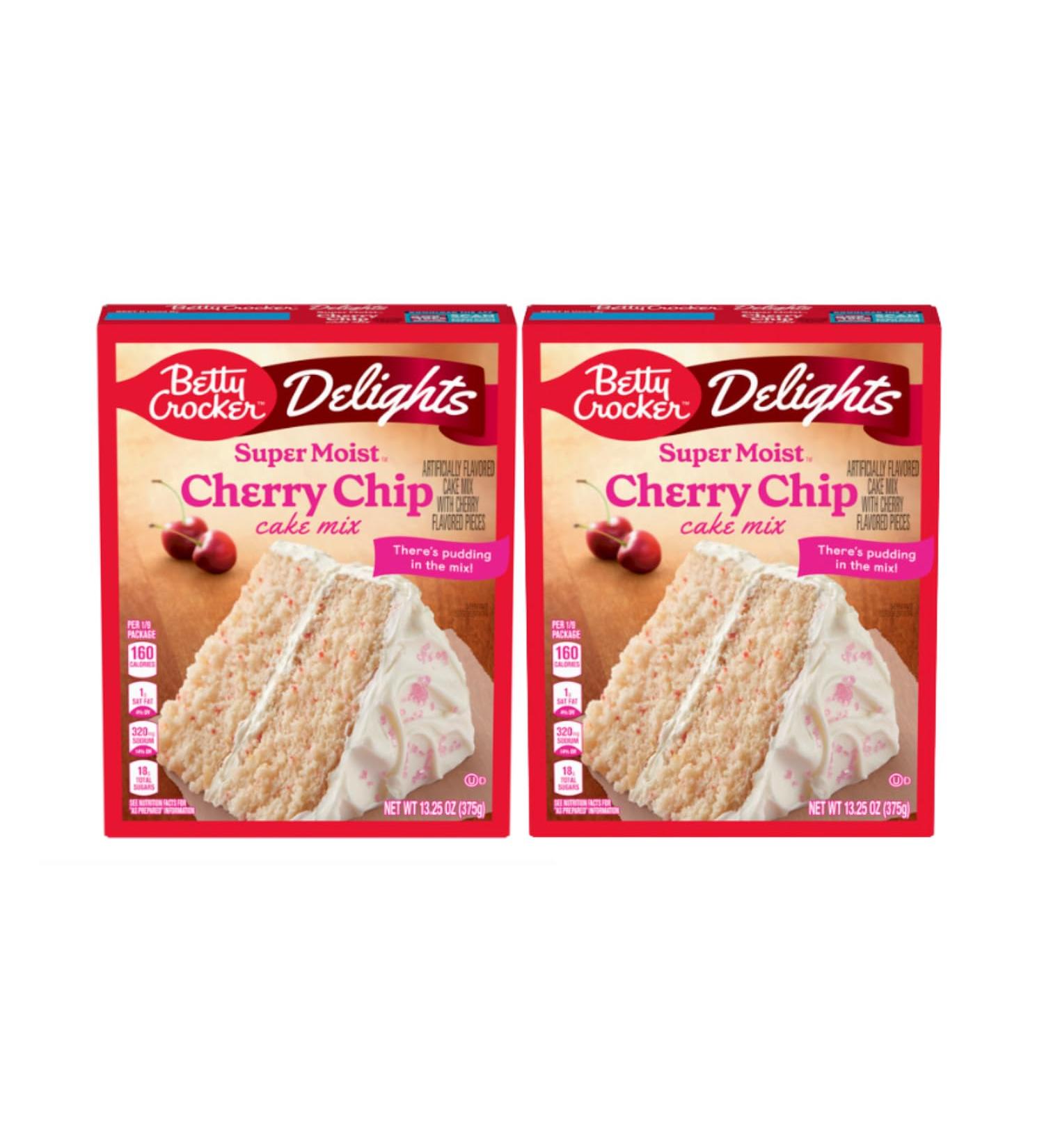 Betty Crocker Delights Super Moist Cake Mix Cherry Chip 13.25oz | Delicious and Spongy | Quick and Easy | 2 x 375g - Buy Online on GoSupps.com