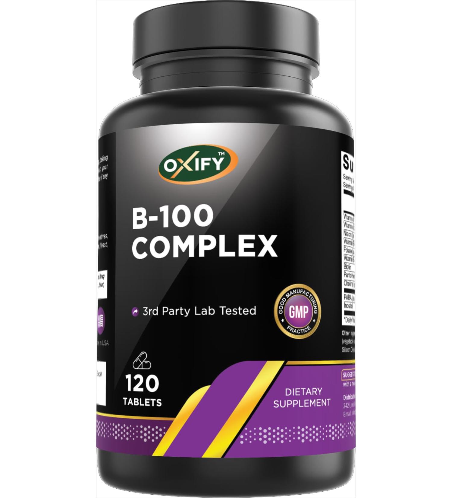 Oxify B-100 Complex | 120 Tablets | Gluten-Free Non-GMO | Supplement Made in USA - Buy Online on GoSupps.com