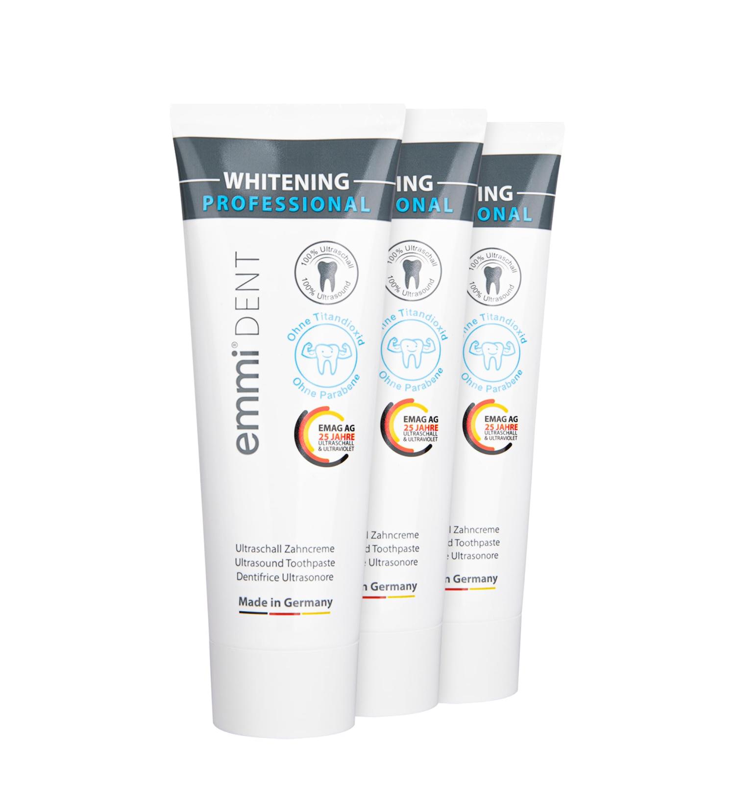 Emmi-Dent Ultrasound Whitening Toothpaste - Gentle Formula for Sensitive Teeth & Gums | Vegan Gluten-Free Paraben-Free | 3x75ml (3 Pack) - Buy Online on GoSupps.com