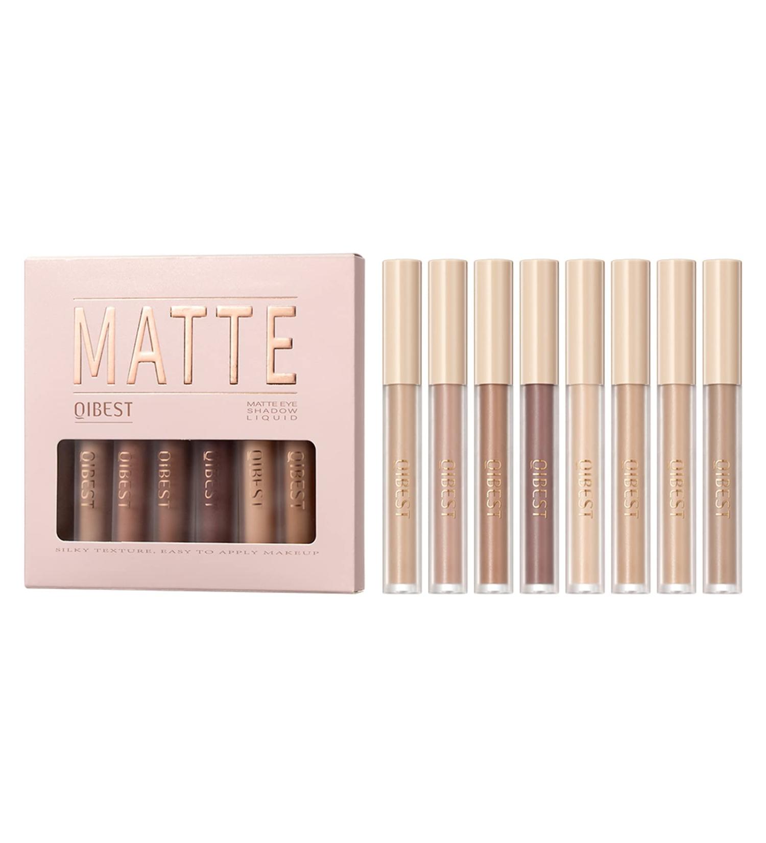 8 Colors Matte Liquid Eyeshadow Set - Highly Pigmented Velvet Finish Long-Lasting & Quick Drying Makeup Kits for Smokey & Nude Looks - Buy Online on GoSupps.com