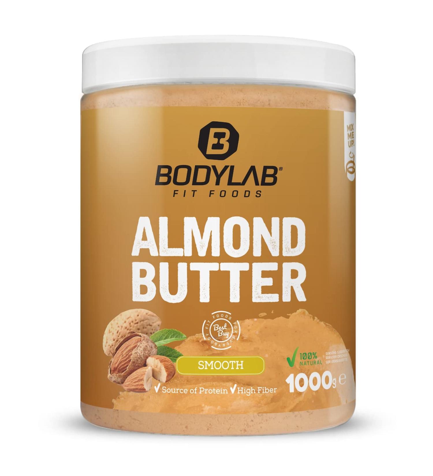 BODYLAB24 Almond butter 1kg smooth almond butter 100% almonds no further additives ideal as a bread spread or pancakes porridge & co vegan