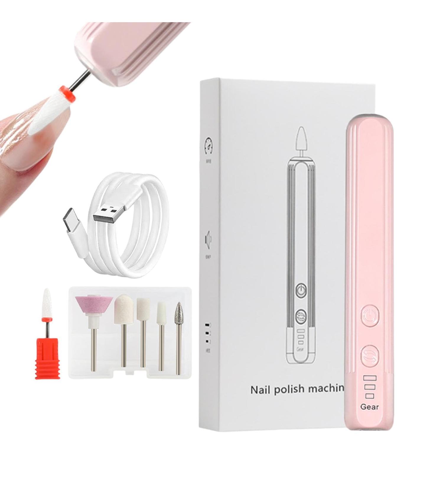 Bvizyelck Electric Nail File for Acrylic Nails - Electric Nail File Set | Compact Portable Design Electric Filer Hand Foot Care Tool for Nail Grind Trim Polish Sakura Pink English Version  - Buy Online on GoSupps.com