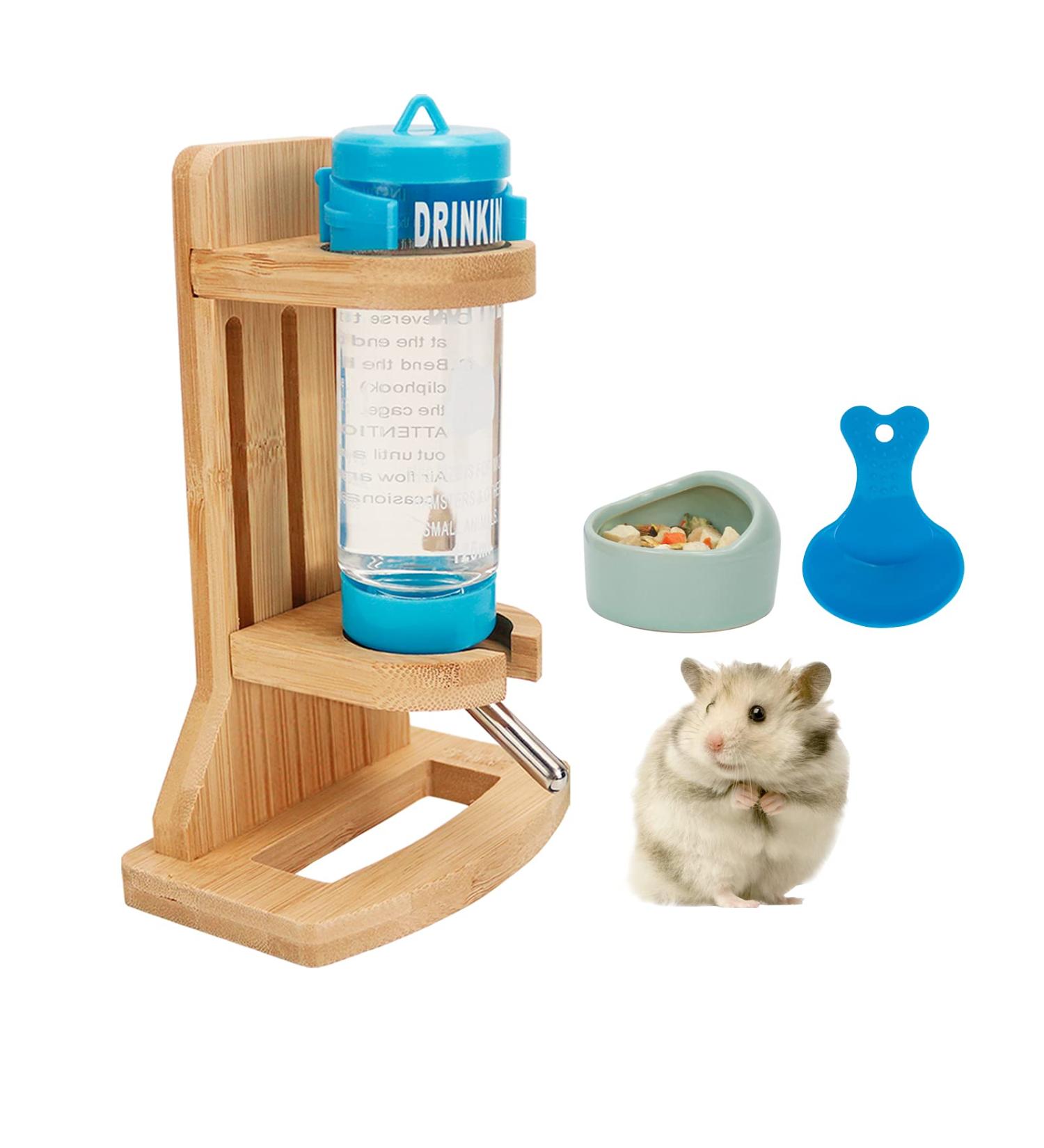 Adjustable Hamster Water Bottle with Stand and Bowls | Small Animal Dispenser | 125ML Capacity | Ideal for Guinea Pig, Hamster, Rat, Gerbil, Chinchilla - Buy Online on GoSupps.com
