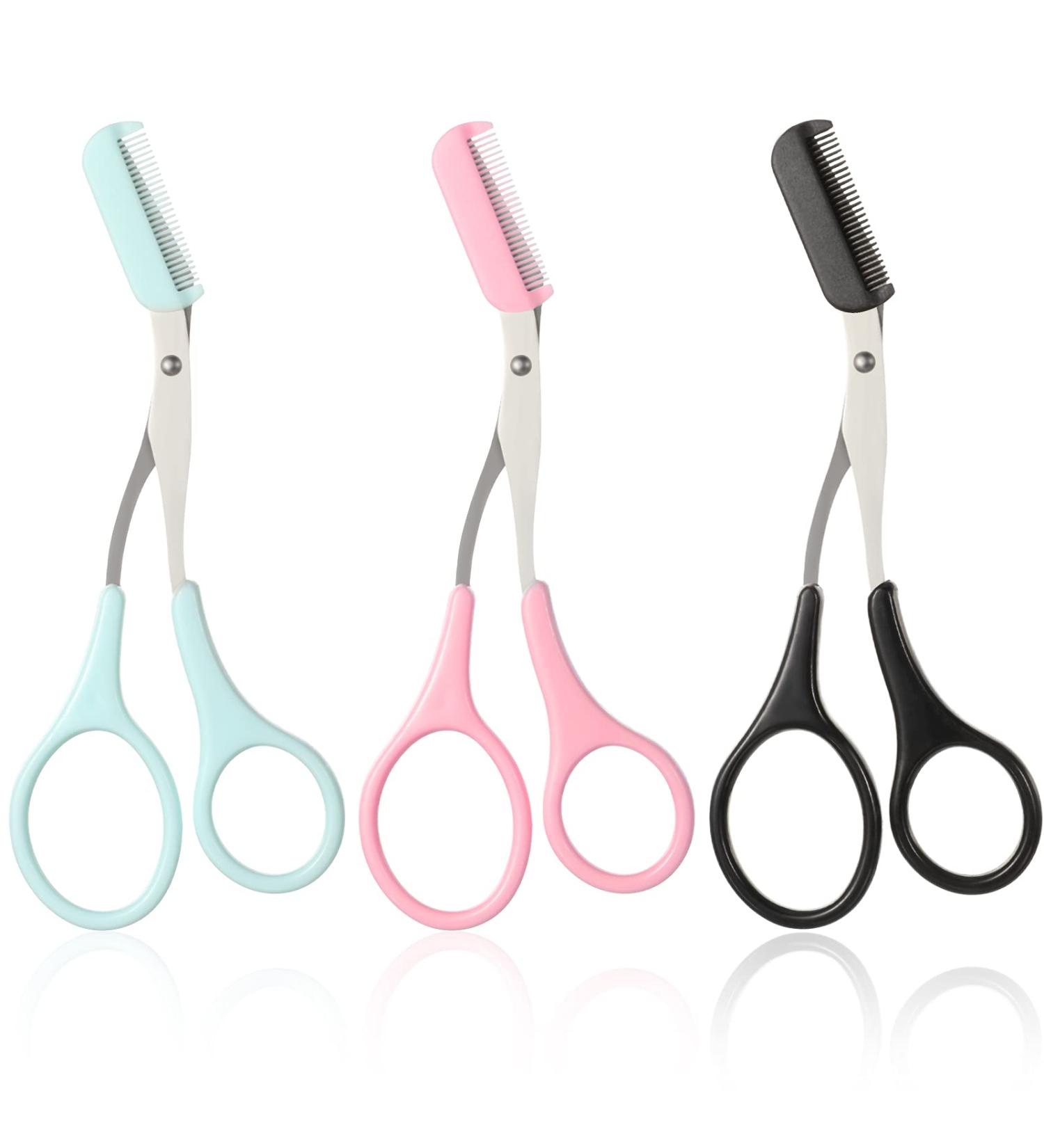 Eyebrow Scissors with Comb for Precision Hair Removal - Non-Slip Finger Grips - Beauty Tool for Men and Women - Buy Online on GoSupps.com