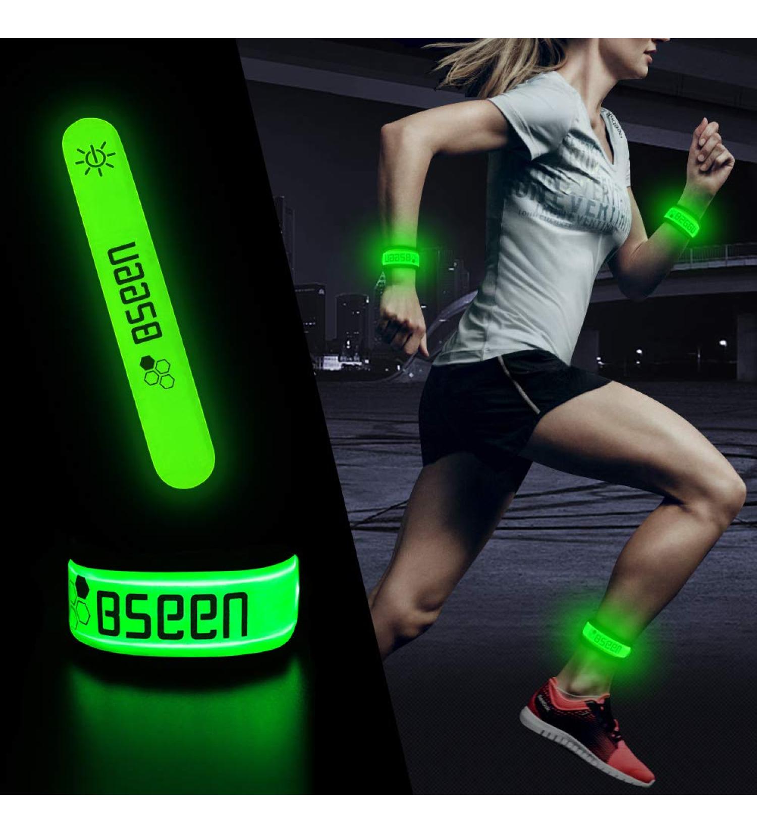 BSEEN LED Armband 2 Pack - High Visibility Light Up Sports Wristbands for Runners, Joggers, Cyclists - Adjustable Glowing Bracelets - Green - Version 2 - Buy Online on GoSupps.com