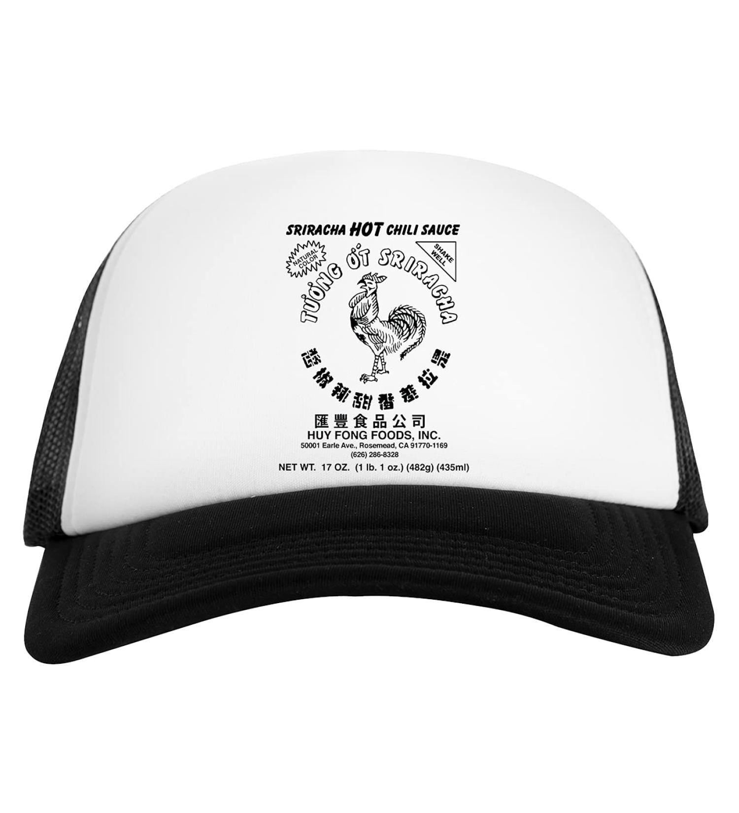 Capzy Sriracha Hot Chili Sauce Natural Color White Black Unisex Baseball Cap