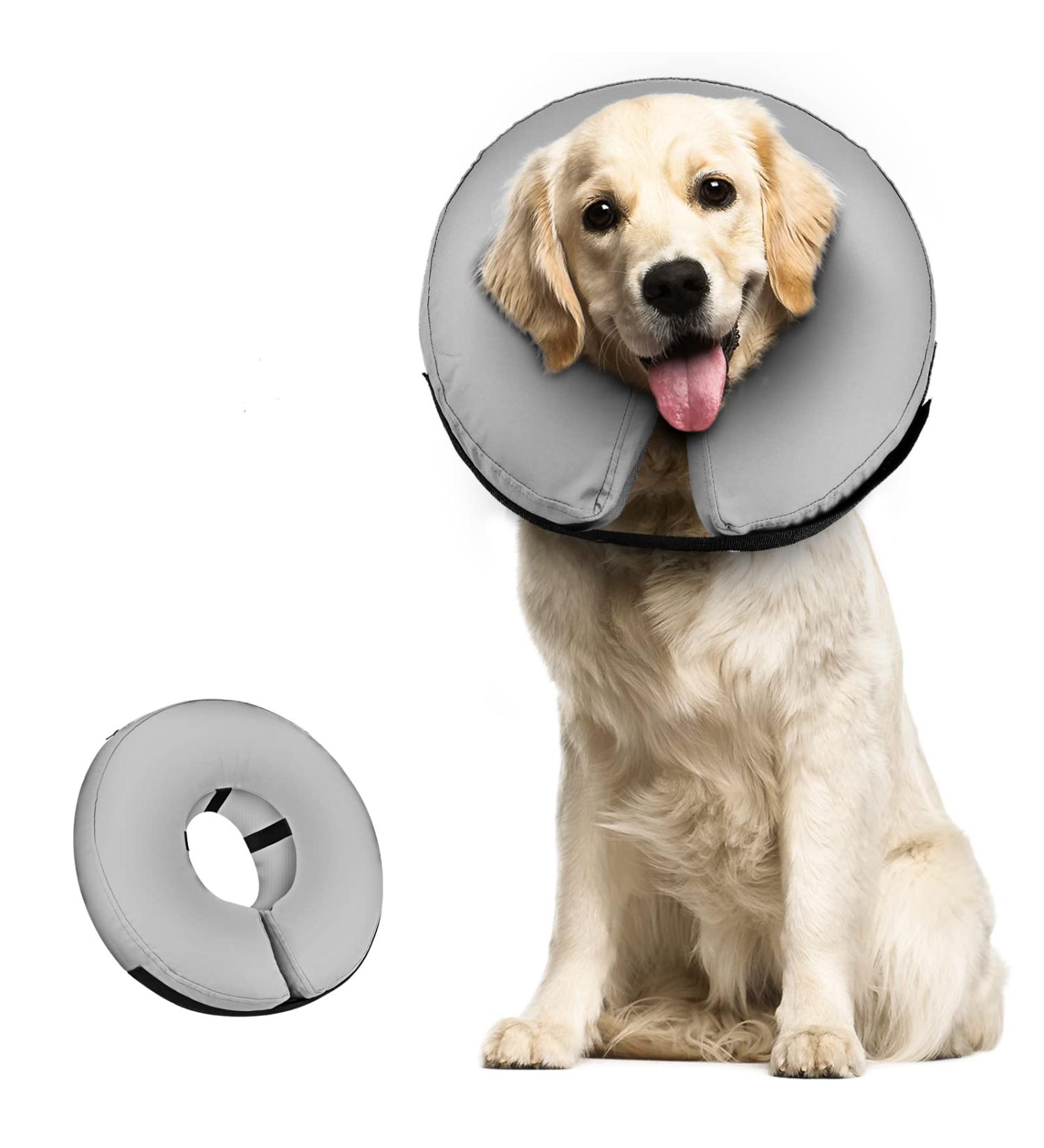 Supet Rewrise Dog leak protection for protective collar dogs soft collar dogs after op inflatable fragrance for dogs L: neck circumference: 33.0-35.6 cm gray