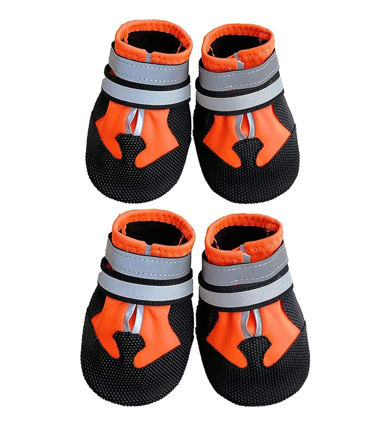 LEEKO Dog Shoes - Anti-Slip Paw Protection Boots for Large Dogs | Reflective Straps & Velcro Fastener | 4-Set Orange XL - Buy Online on GoSupps.com