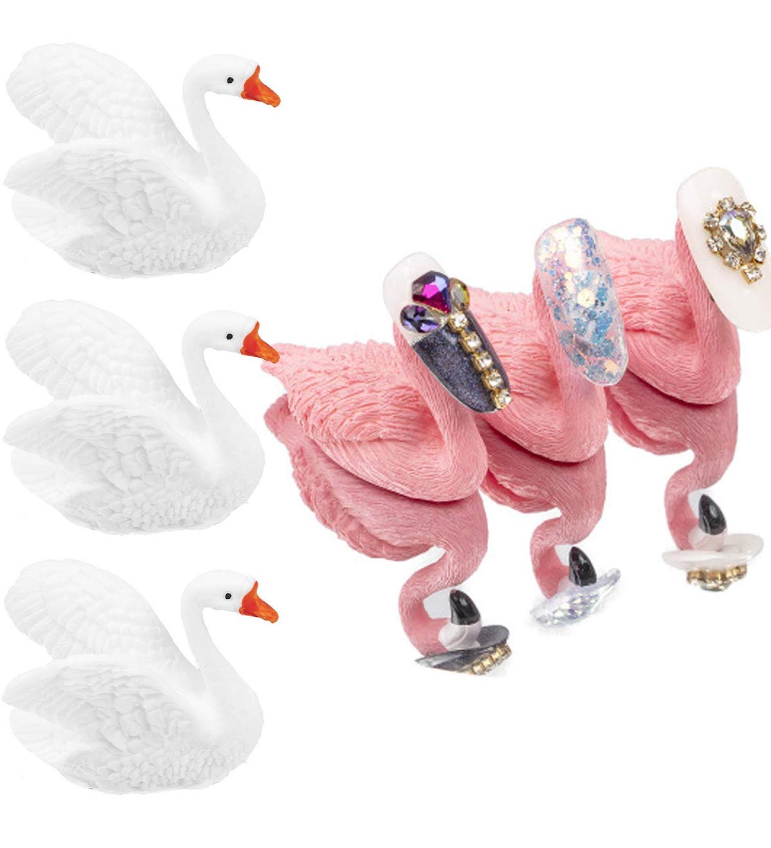 Shop Tangger 6PCs Nail Tips Holder Stand - Flamingo & White Swan for DIY Manicure & Salon Display - Buy Online on GoSupps.com
