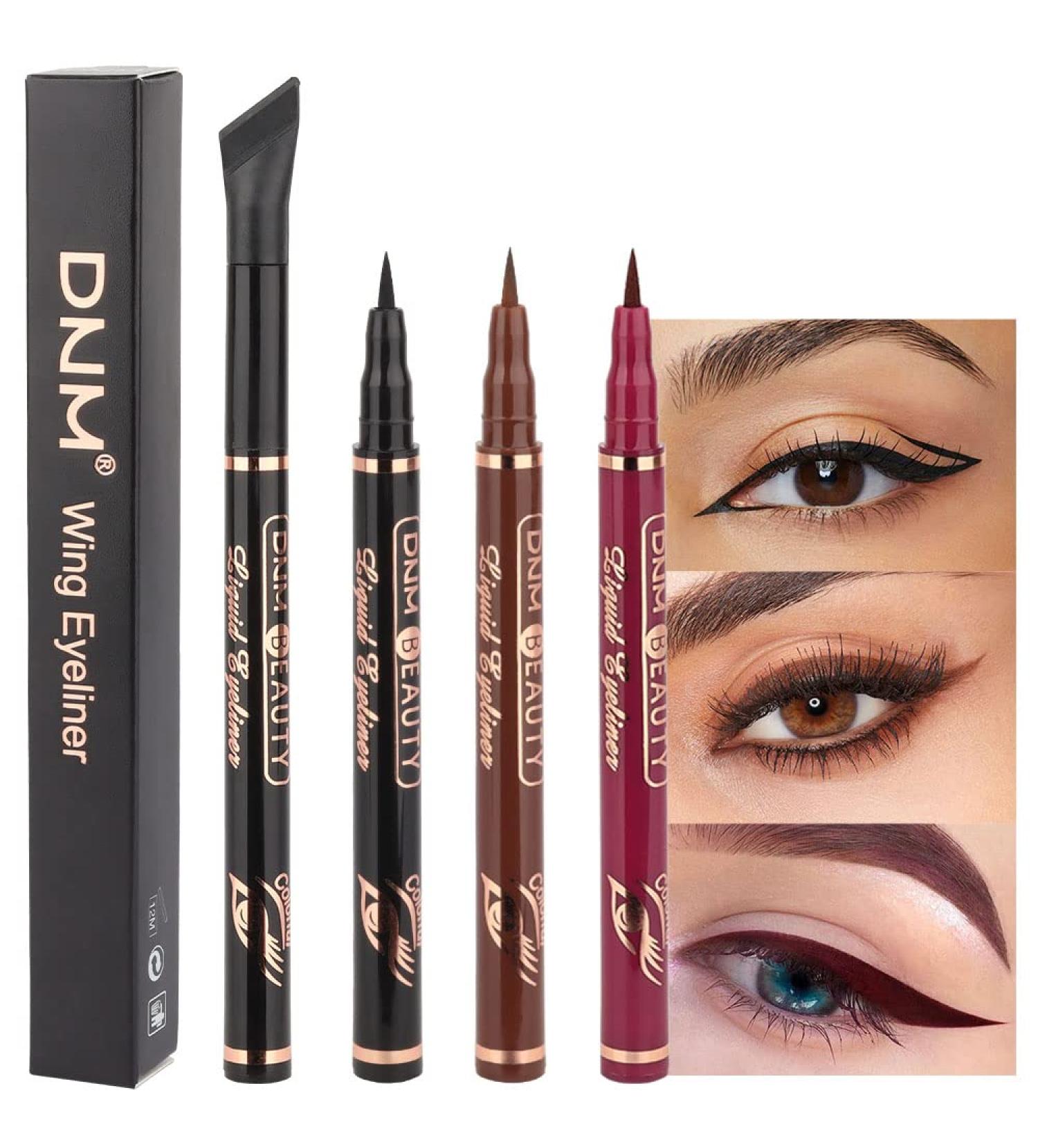3Pcs Waterproof Wing Eyeliner Stamp Set - Black, Brown, Red Brown Liquid Eye Pencil Makeup Sets | Colored Eye Liners Stamps Shapes | Long-Lasting Delineador de Ojos contra el Agua - Buy Online on GoSupps.com