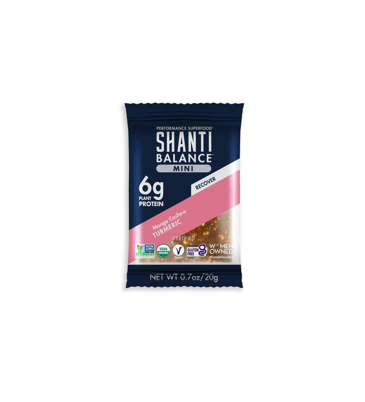 SHANTI BALANCE Mini Bars - Mango Cashew Turmeric | Organic, Gluten-Free Superfood | Immunity Boosting, 6g Plant Protein | RECOVER | 80 Calories | 24 Count - Buy Online on GoSupps.com
