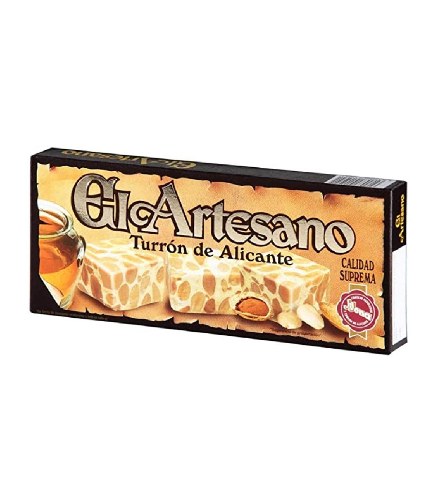 El Artesano - Touron Dur avec du Miel/Amandes sans Gluten 200g - Turron de Jijona Turron espagnol Nougat