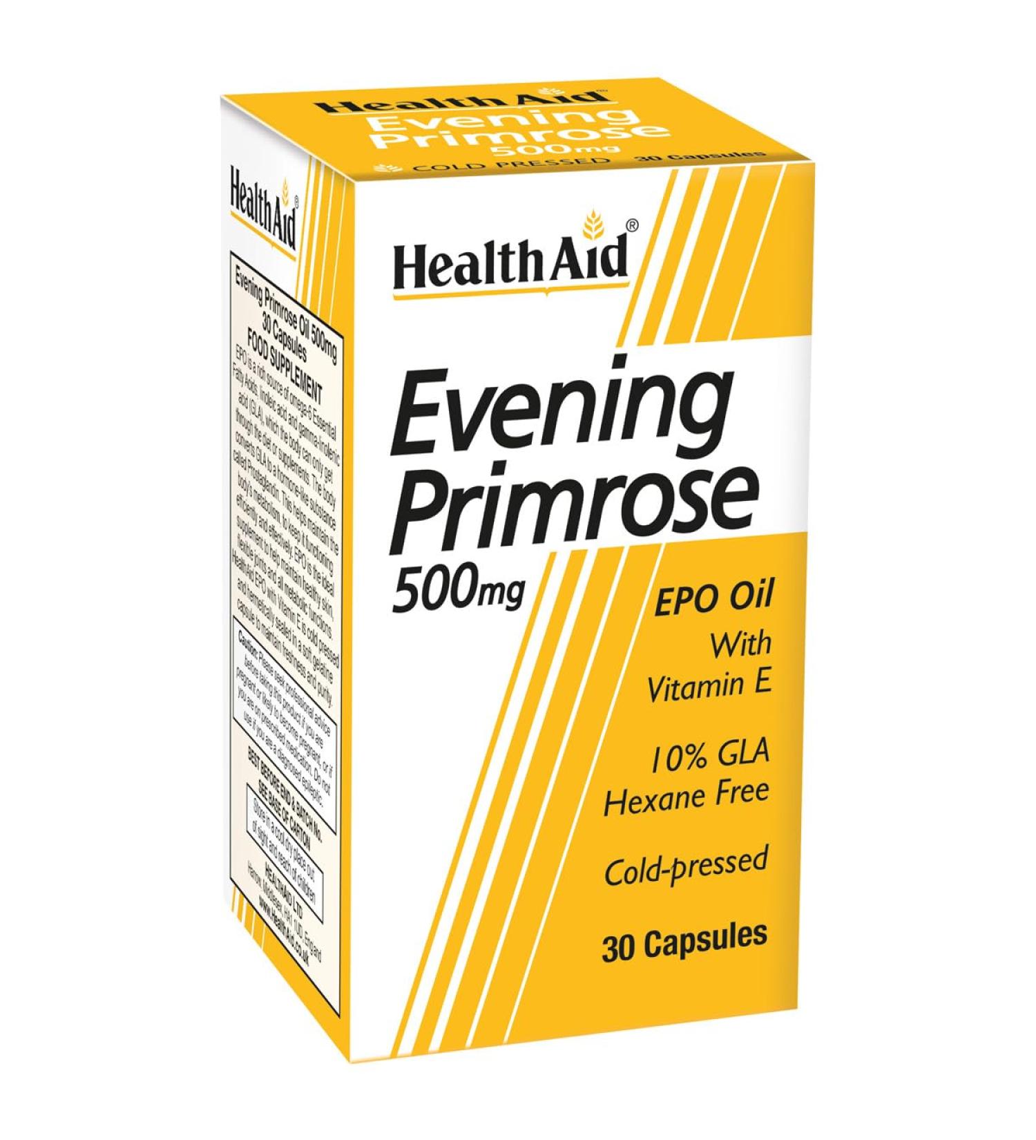 HealthAid Evening Primrose Oil 500mg - 30 Capsules | Pure and Natural Supplement - Buy Online on GoSupps.com