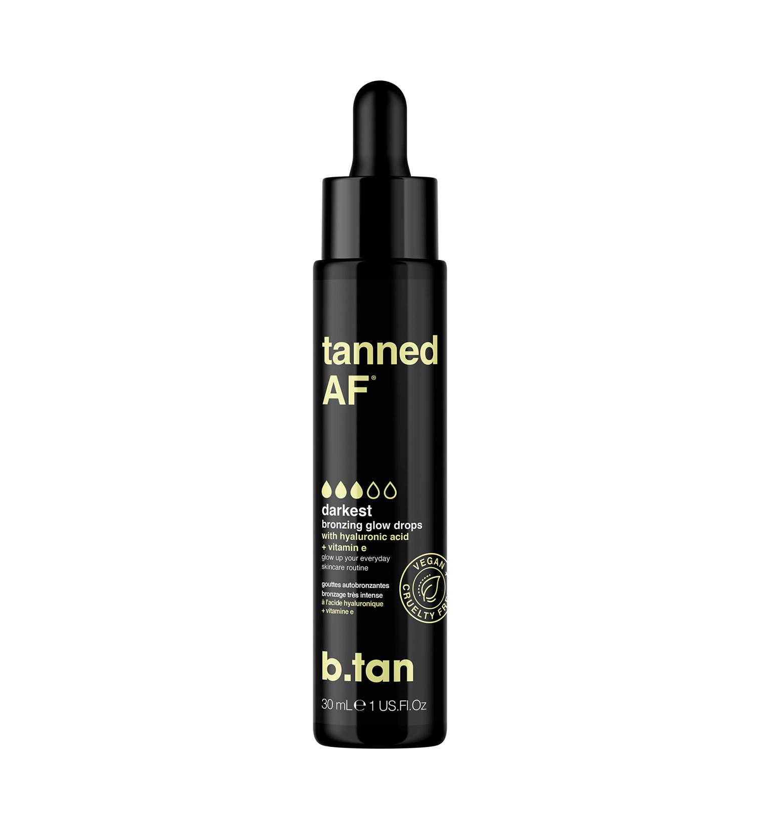 b.tan Dark Self Tan Drops for Face & Body | Darkest Self Tanner Bronzing Glow Drops - Vegan & Cruelty Free - 1.0 Fl Oz - Buy Online on GoSupps.com