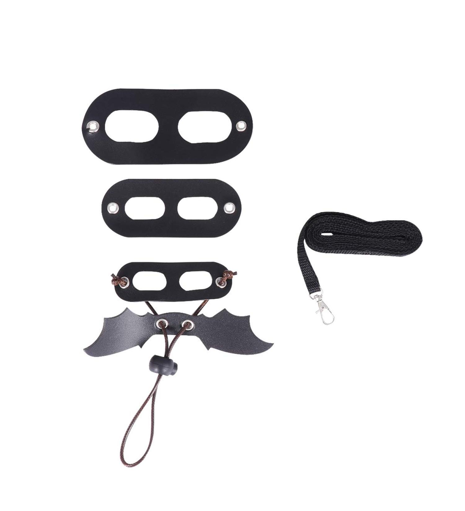 Adjustable Lizard Traction Rope & Leather Wings Leash - 3 Piece Pet Climbing Belt - Cool Black Training Accessory - Buy Online on GoSupps.com