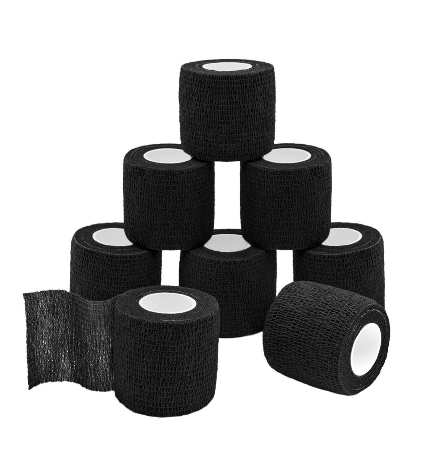 GooGou Self Adherent Wrap Bandages - 8PCS 2 in X 14.7 ft (Black) | Elastic Athletic Sports Tape for Wrist and Ankle Sprain, Swelling, and Soreness - Buy Online on GoSupps.com