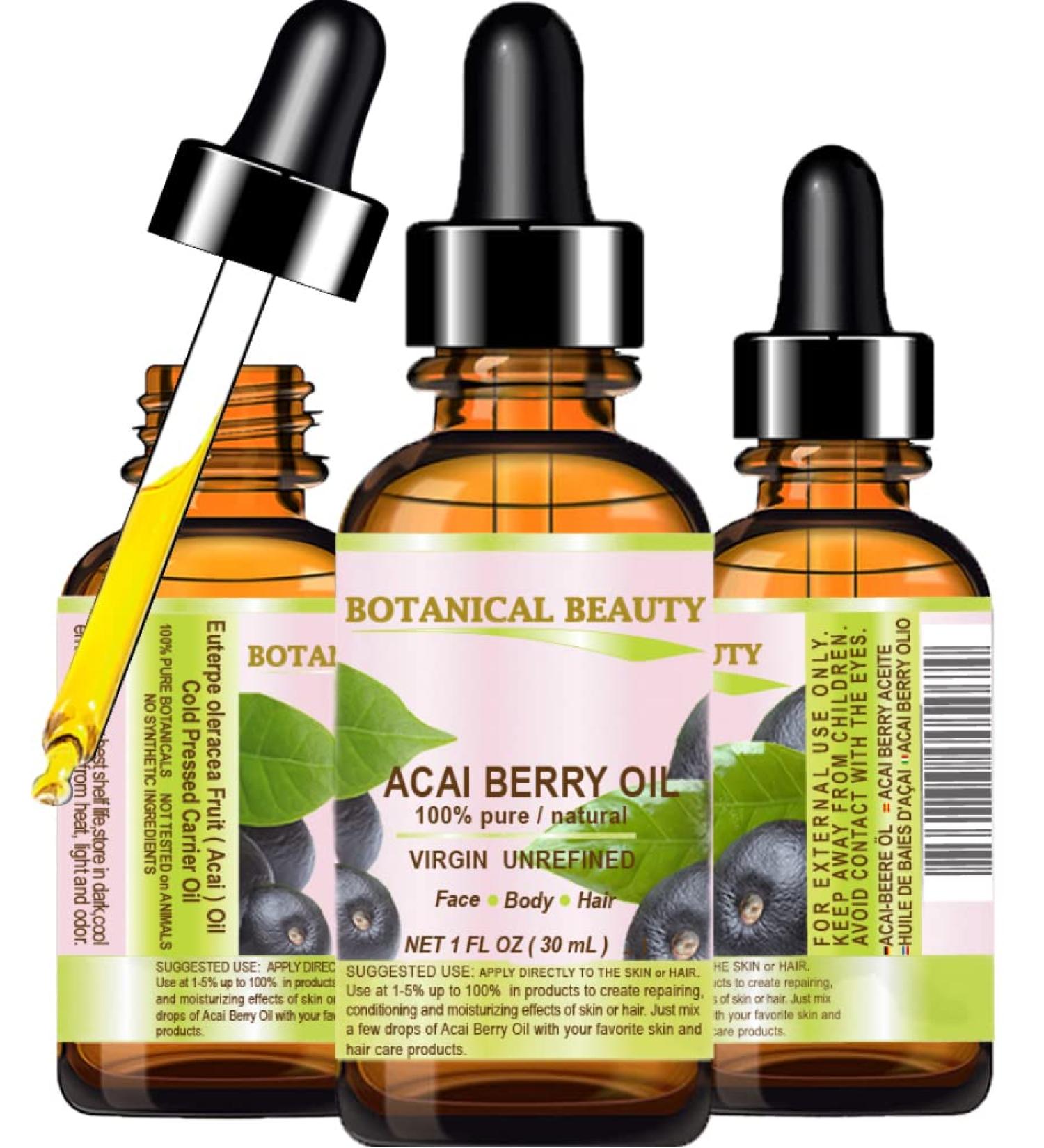Buy 100% Pure Acai Berry Oil - Natural Virgin Cold Pressed Carrier Oil for Face Skin Hair & Nails - Rich in Vitamin E - 1 fl. oz - International Shipping Available - Buy Online on GoSupps.com